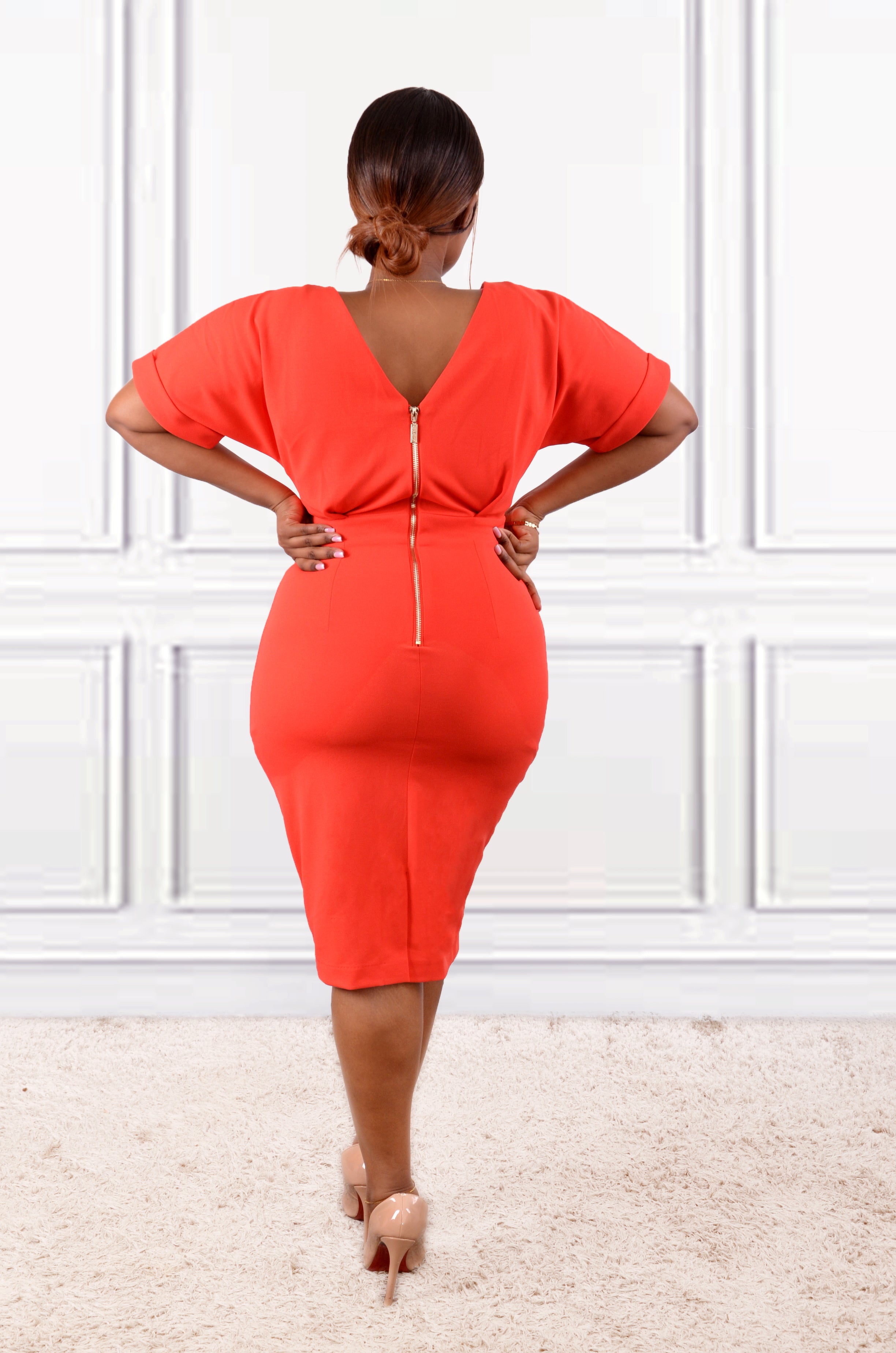 Orange bodycon dress - Alexla