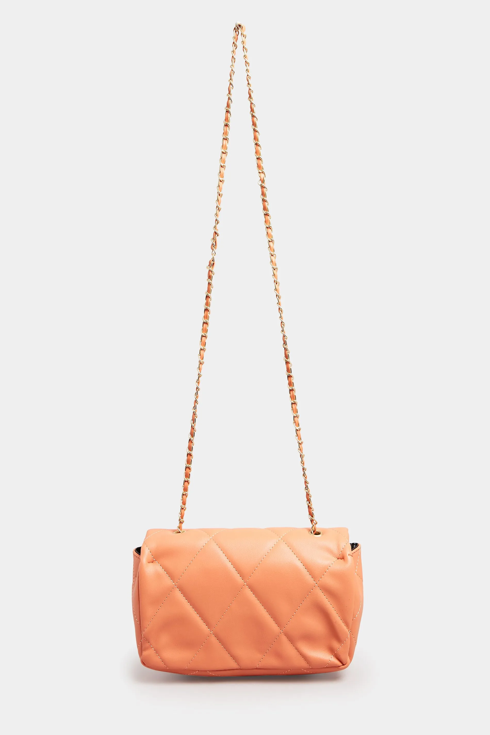 Orange Studded Quilted Chain Bag