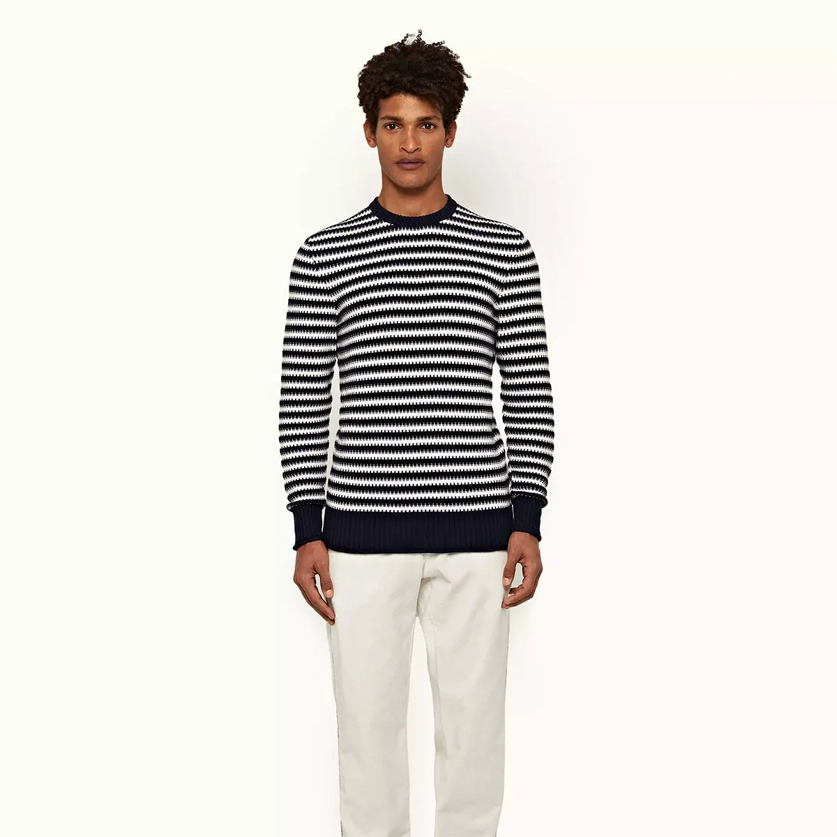 Orlebar Brown - Ned Navy/White Sand Striped Jumper