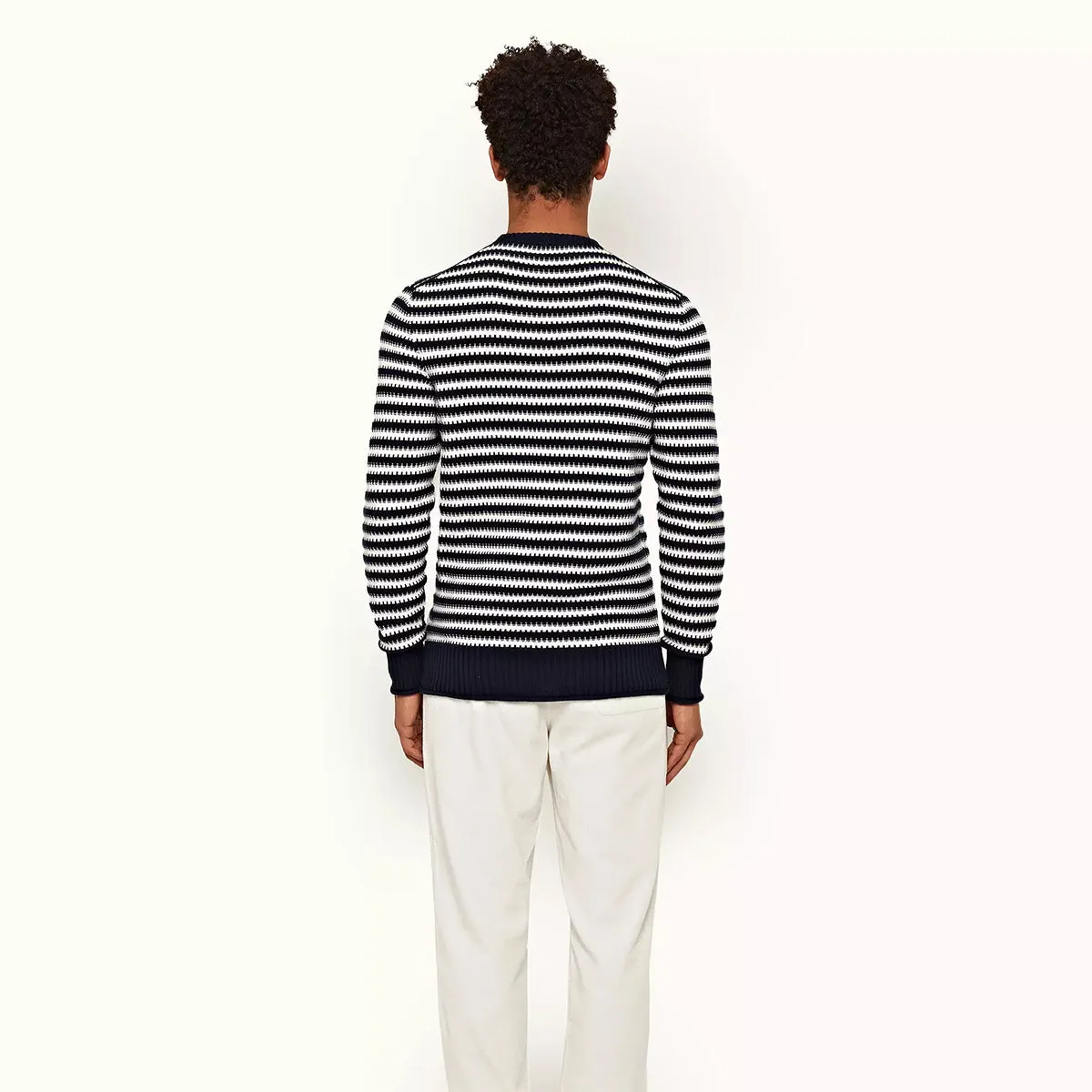 Orlebar Brown - Ned Navy/White Sand Striped Jumper