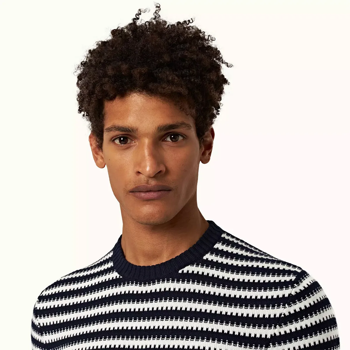 Orlebar Brown - Ned Navy/White Sand Striped Jumper