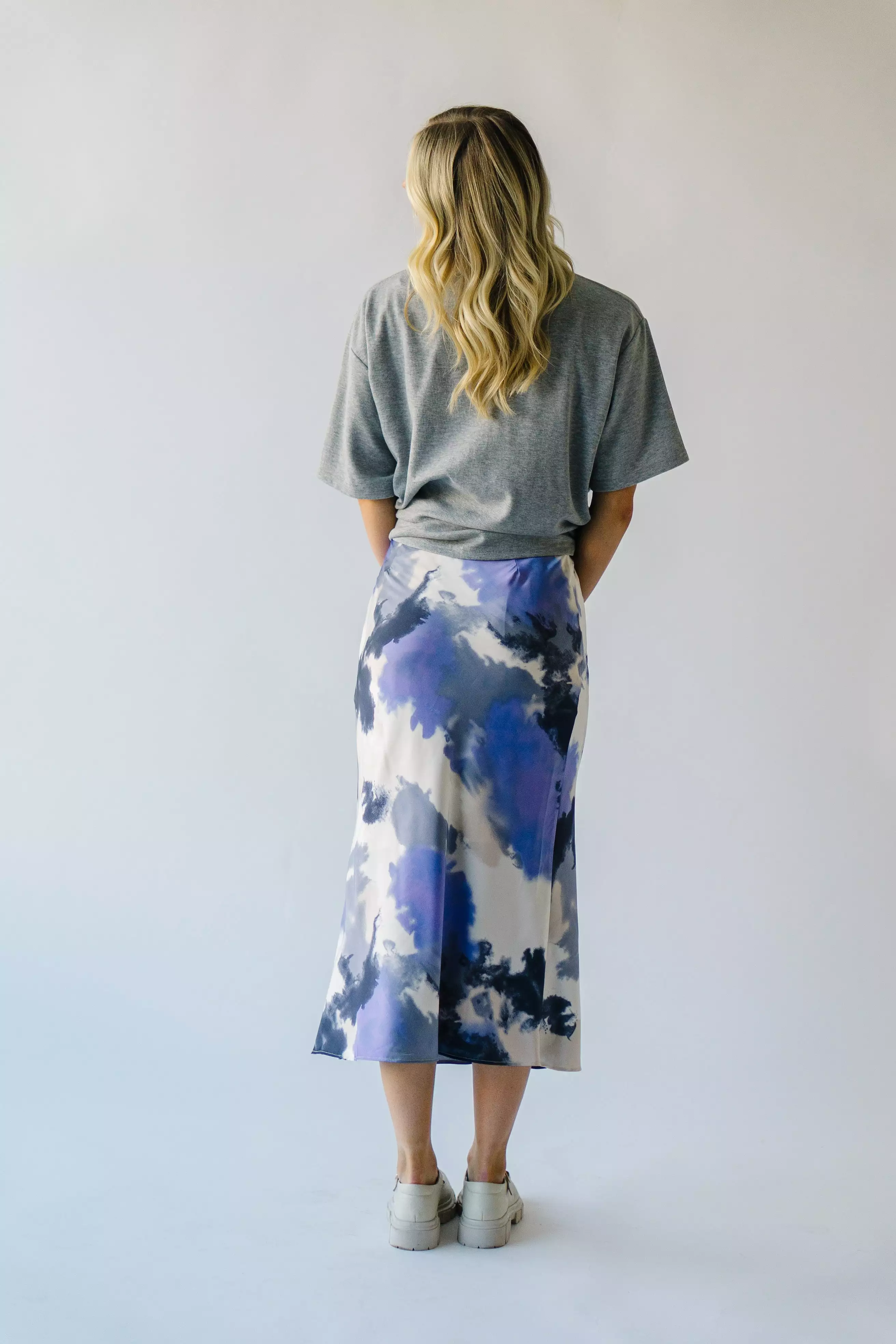 Ozette Satin Skirt - Purple Abstract Pattern