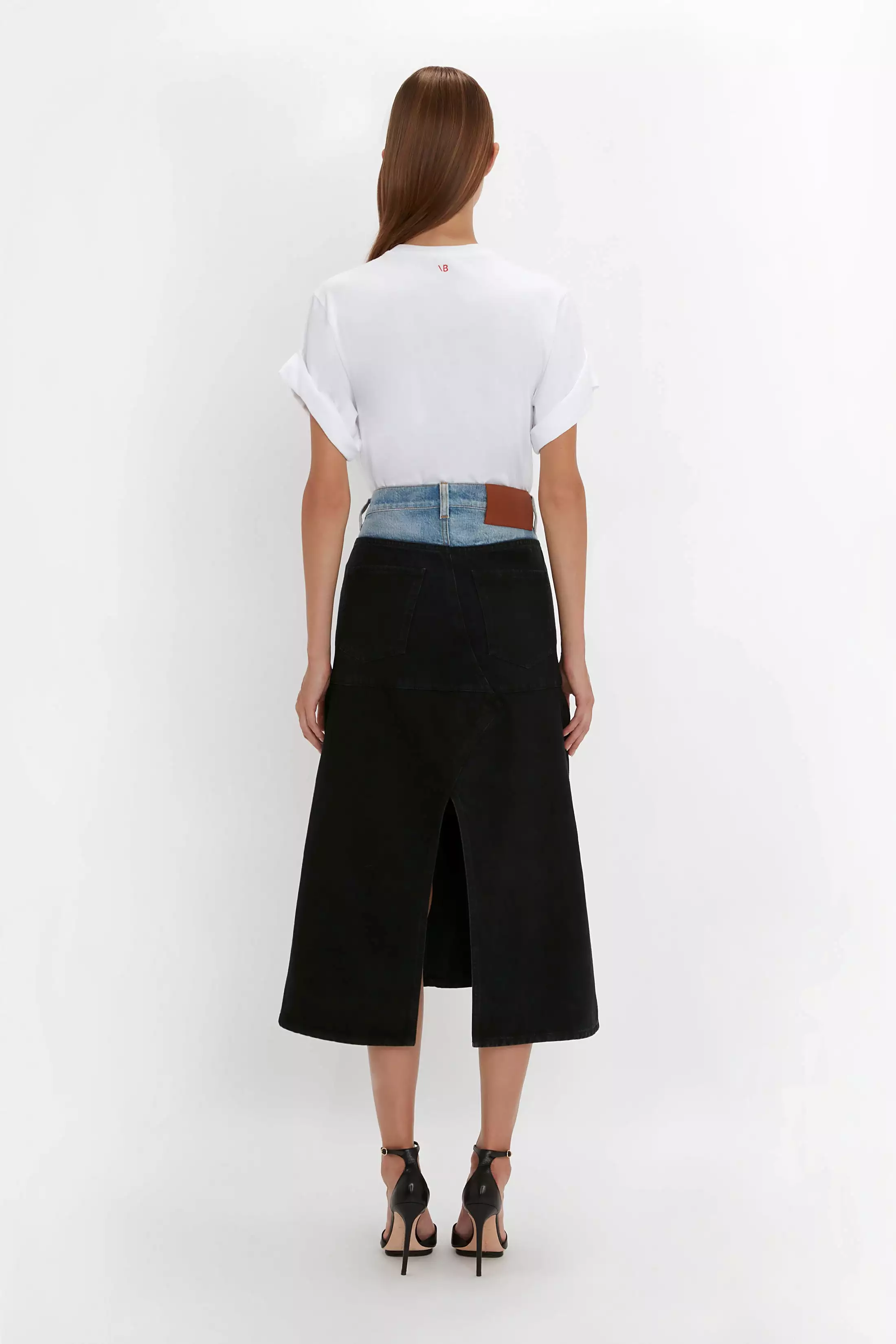 Patched Denim Skirt - Contrast Wash