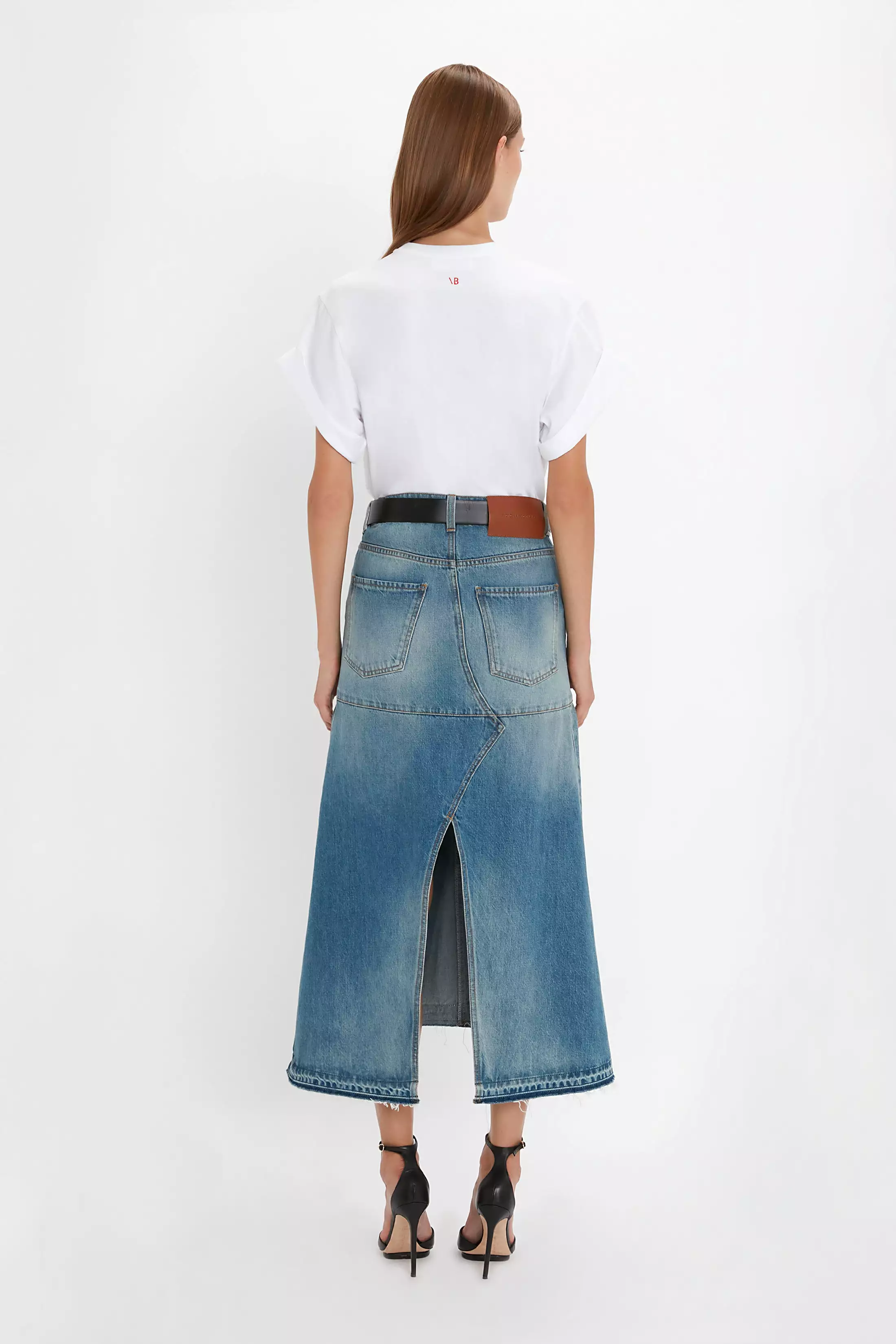 Patched Denim Skirt - Vintage Wash