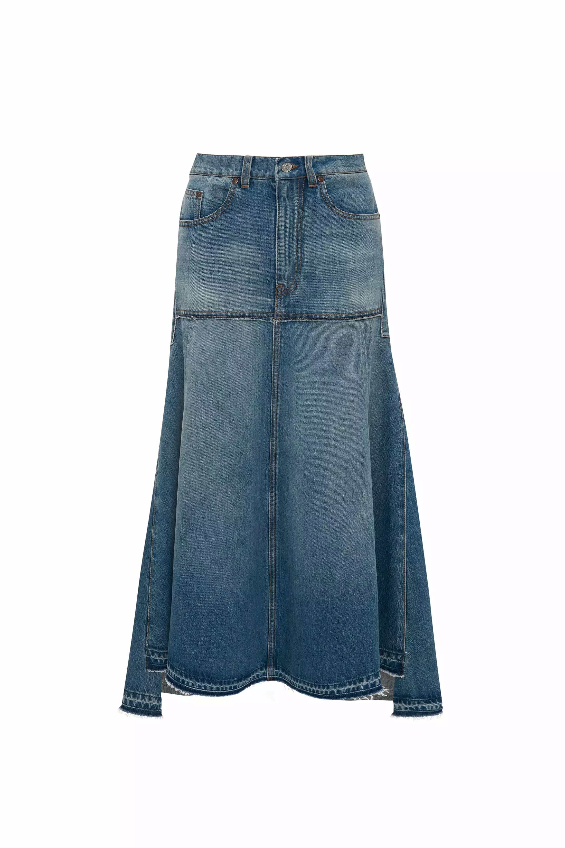 Patched Denim Skirt - Vintage Wash