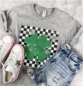 Patterned Four-Leaf Clover T-Shirt