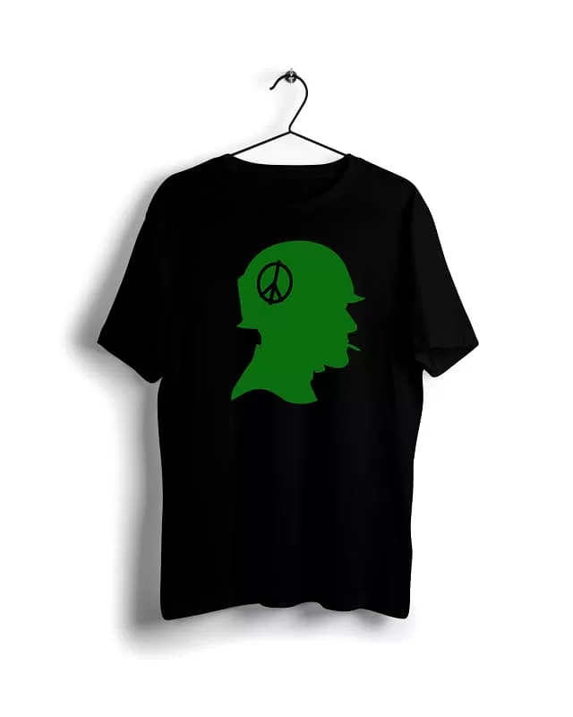 Peace Soldier - Black T-shirt with Basic Digital Graphics