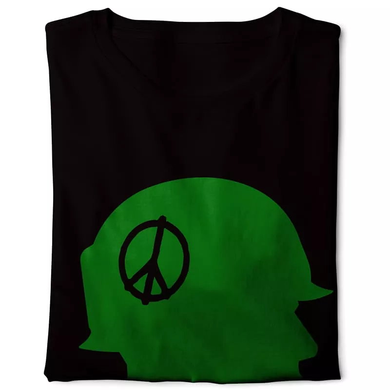 Peace Soldier - Black T-shirt with Basic Digital Graphics