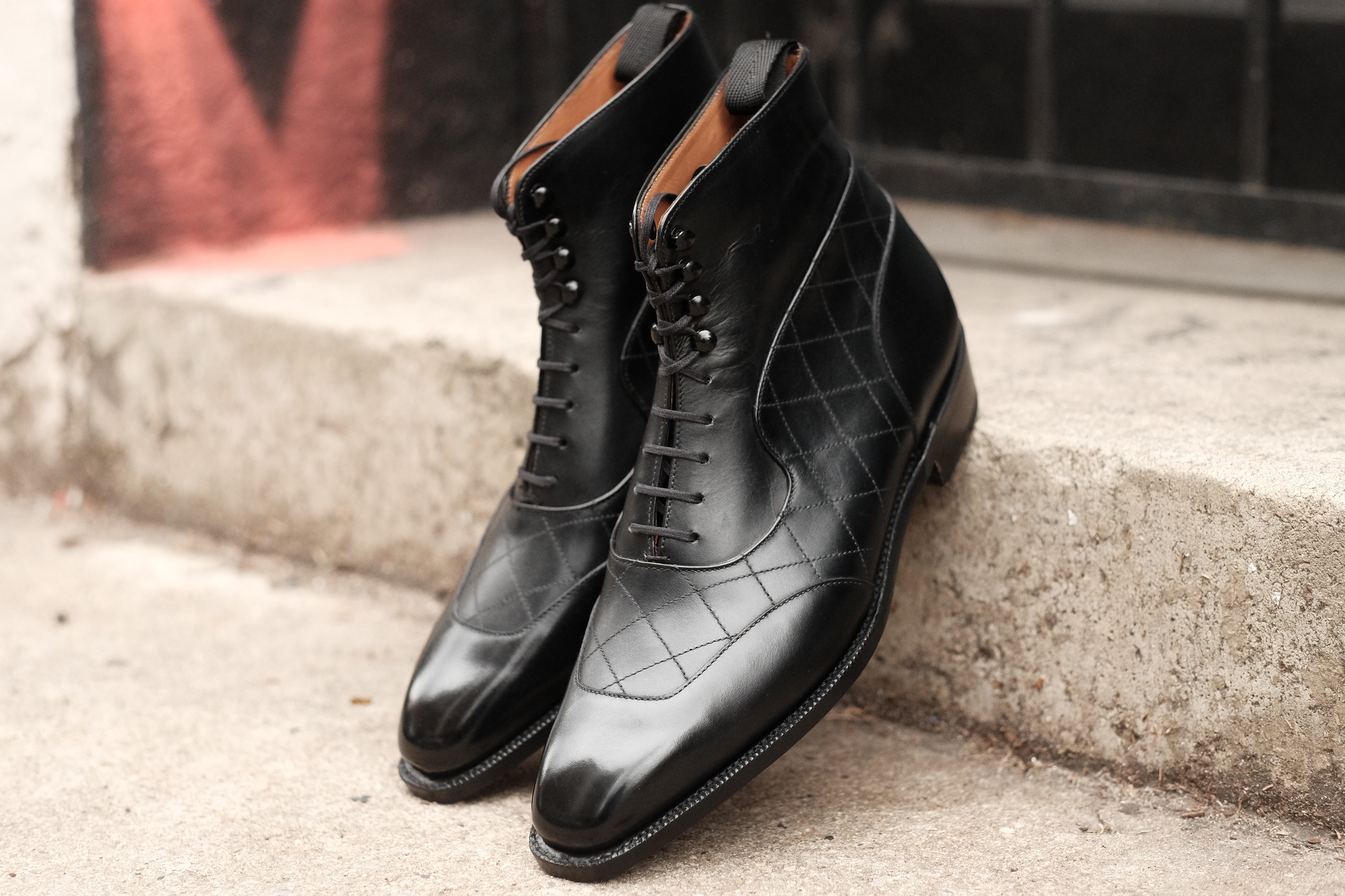 Pinehurst MTO Black Calf Quilted Black Calf LPB Last Single Leather Sole