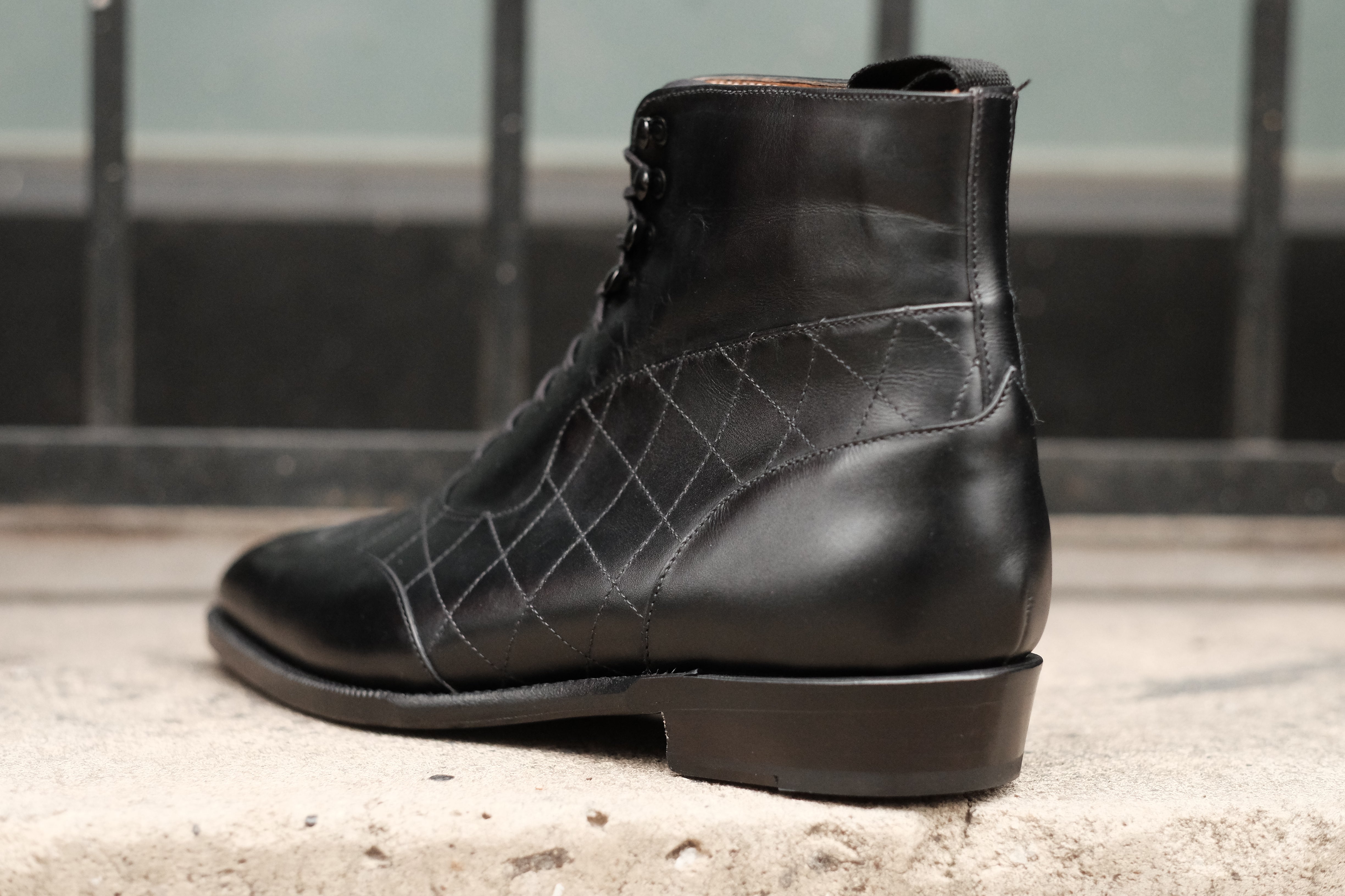 Pinehurst MTO Black Calf Quilted Black Calf LPB Last Single Leather Sole