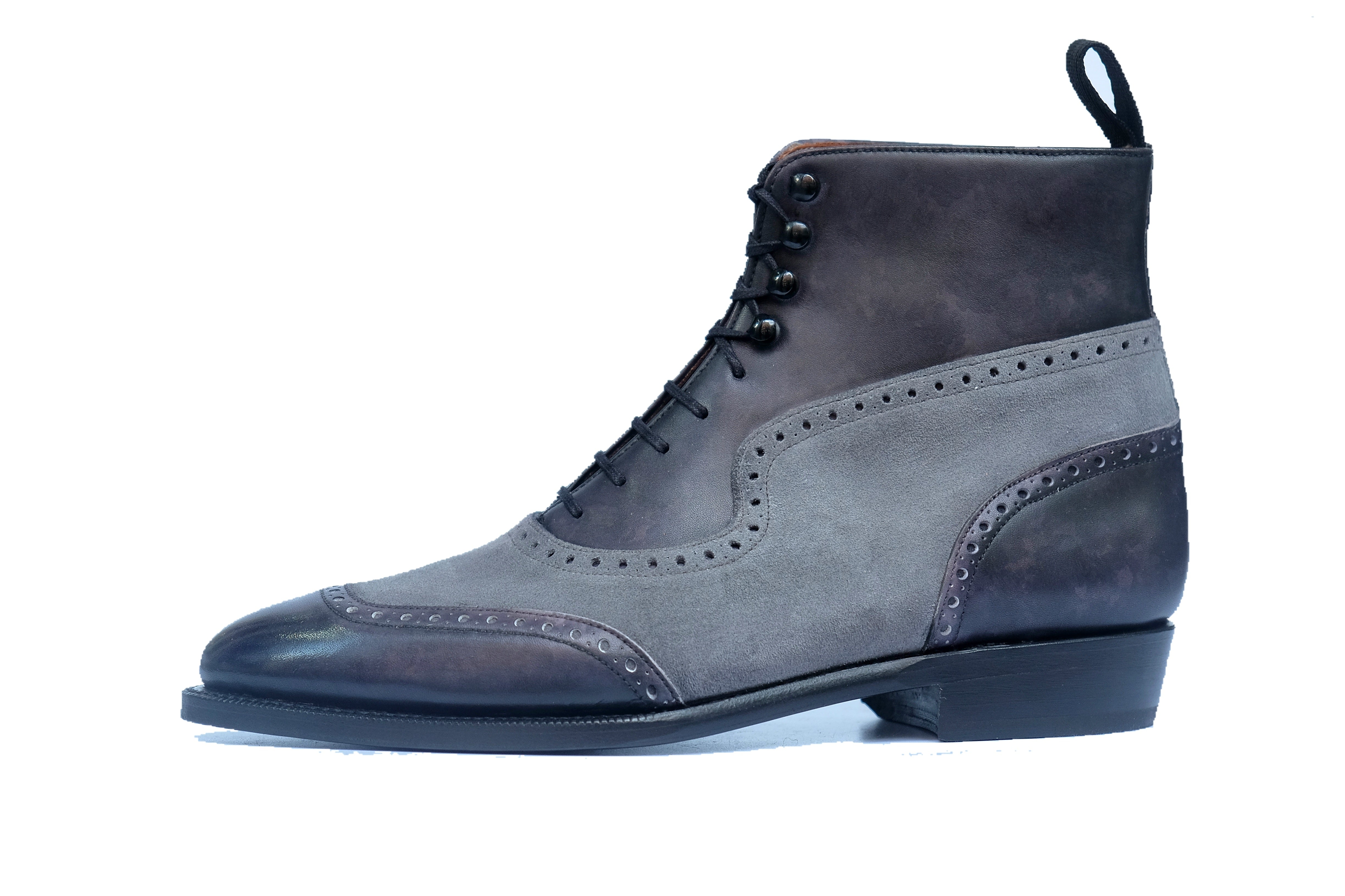 Pinehurst MTO Black Marble Patina Light Grey Suede TMG Last Single Leather Sole.