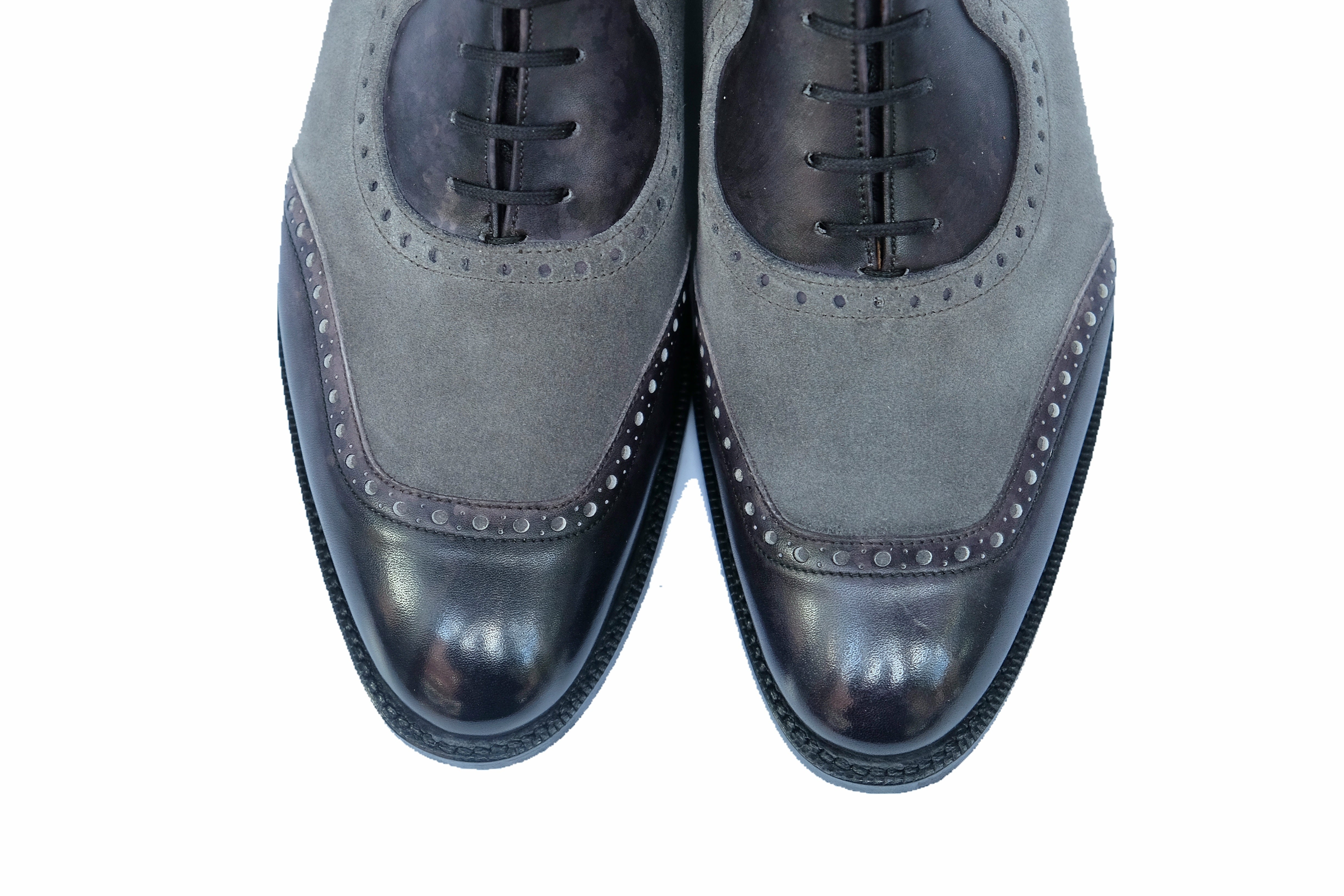 Pinehurst MTO Black Marble Patina Light Grey Suede TMG Last Single Leather Sole.