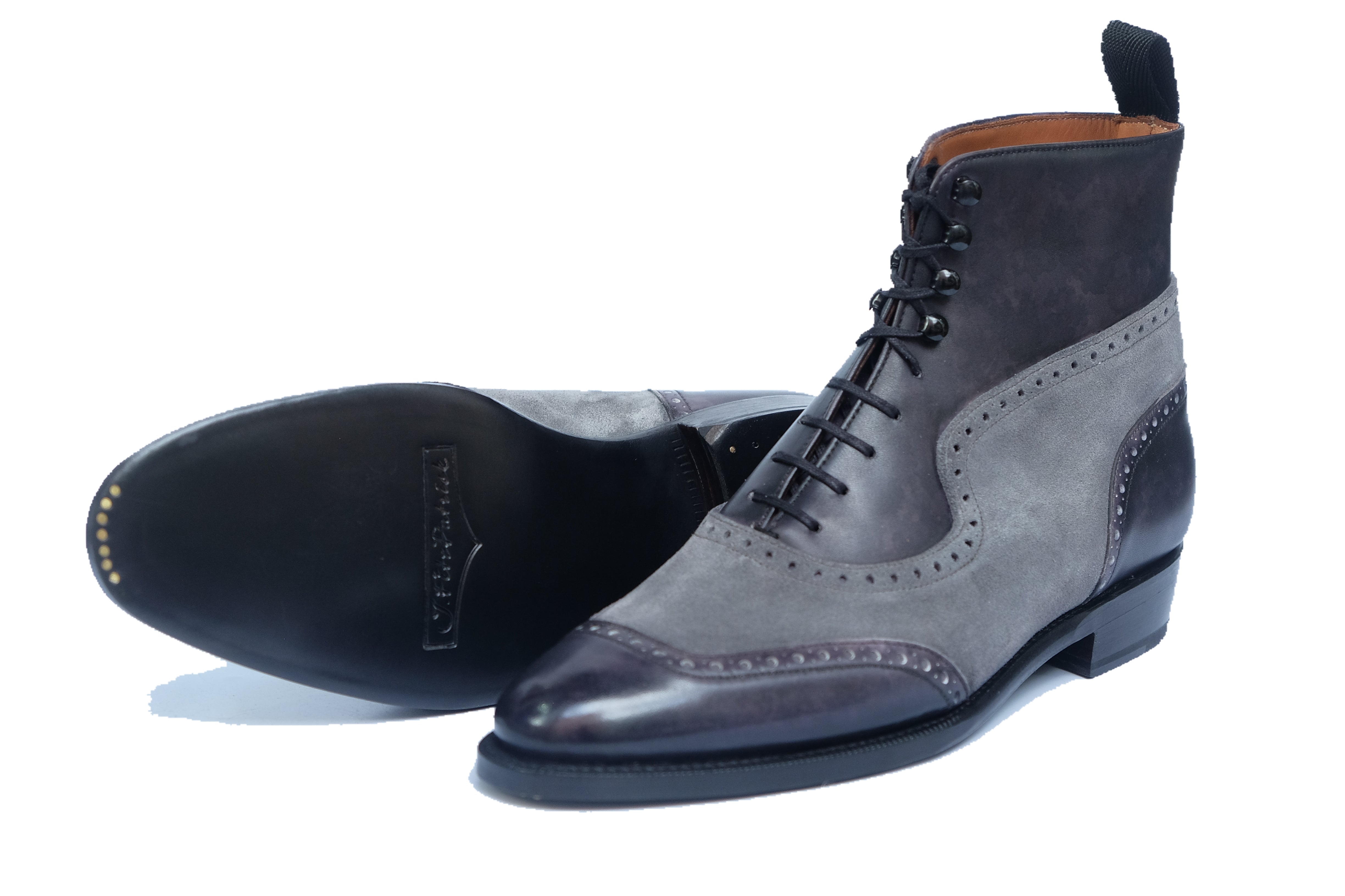 Pinehurst MTO Black Marble Patina Light Grey Suede TMG Last Single Leather Sole.