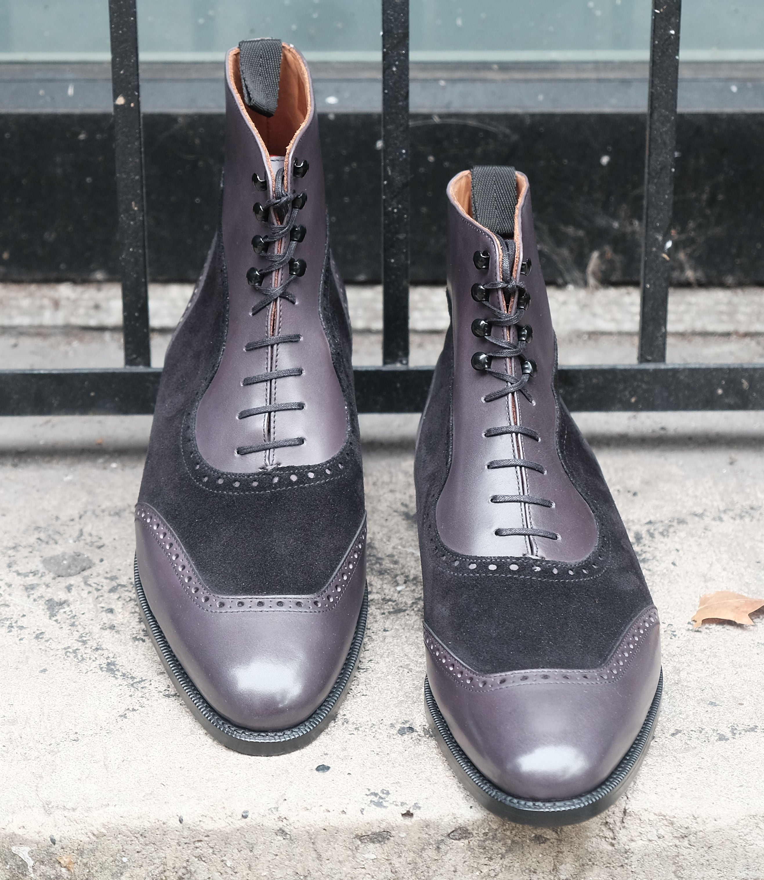 Pinehurst MTO Shaded Gray Calf Black Suede TMG Last Single Leather Sole | Allen Edmonds