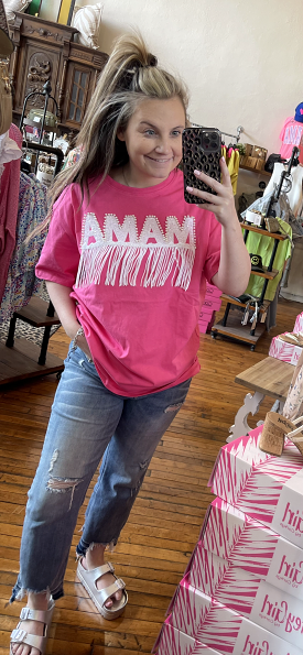 Pink Pearl & Fringe Mama Tee