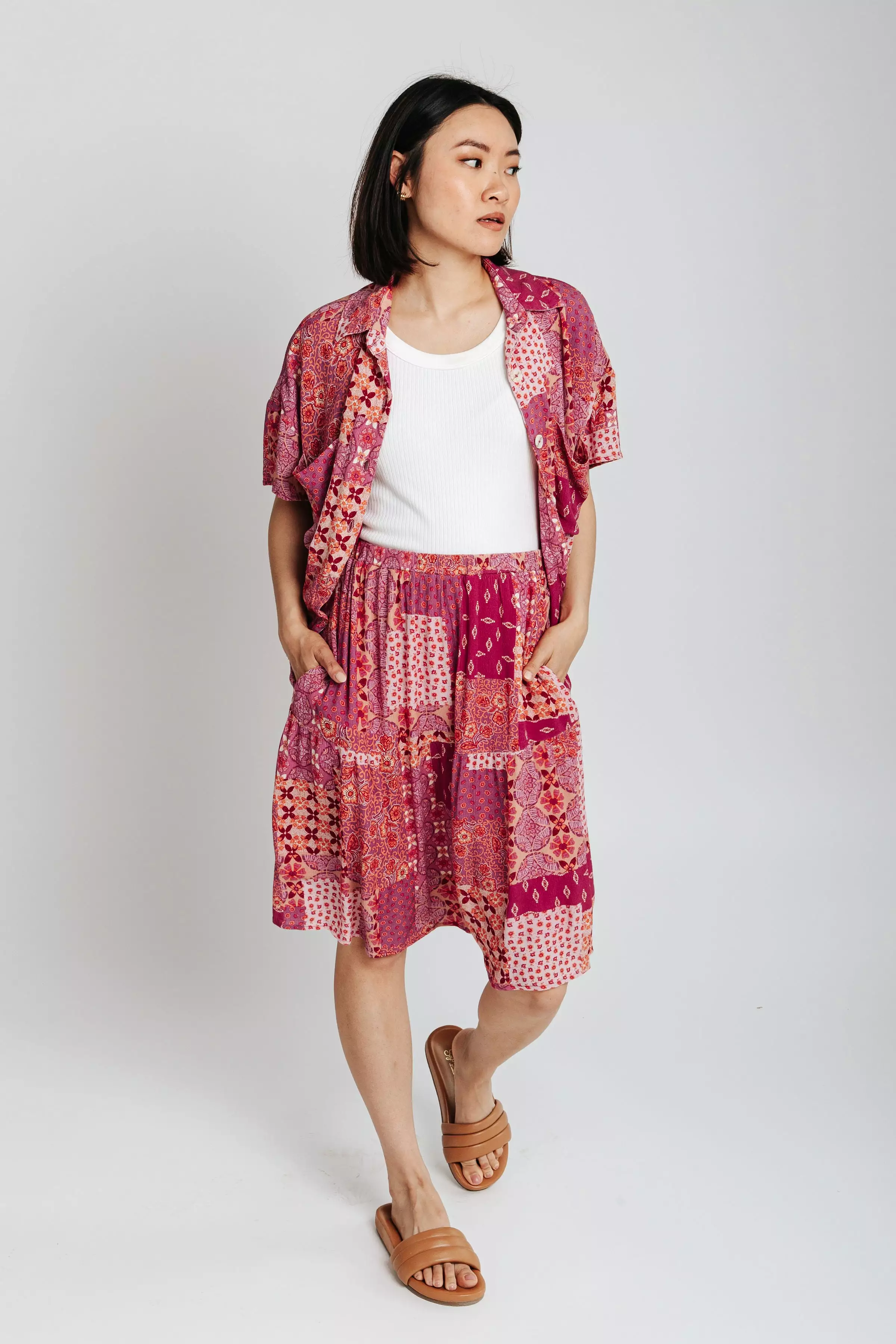 Piper & Scoot San Lucas Patchwork Skirt Fuchsia