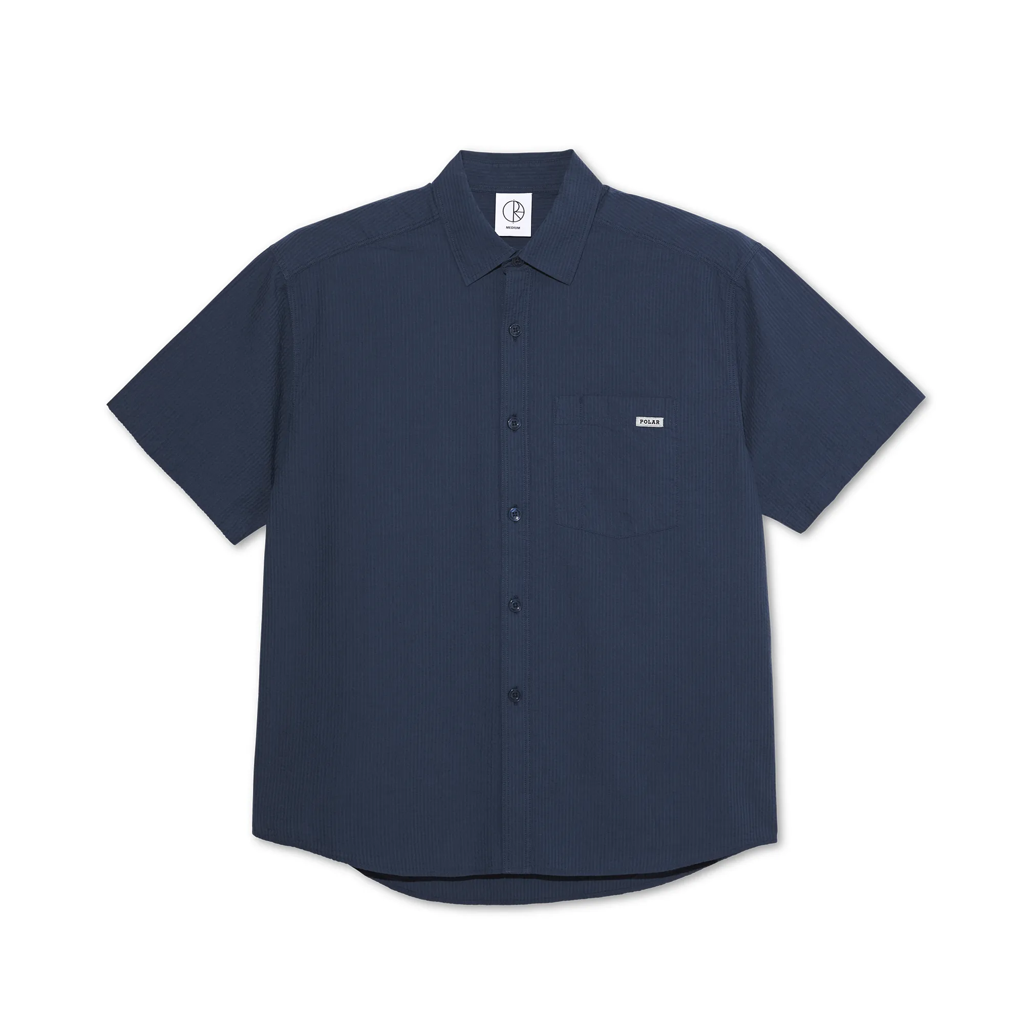 Polar Mitchell Seersucker Shirt in Grey Blue