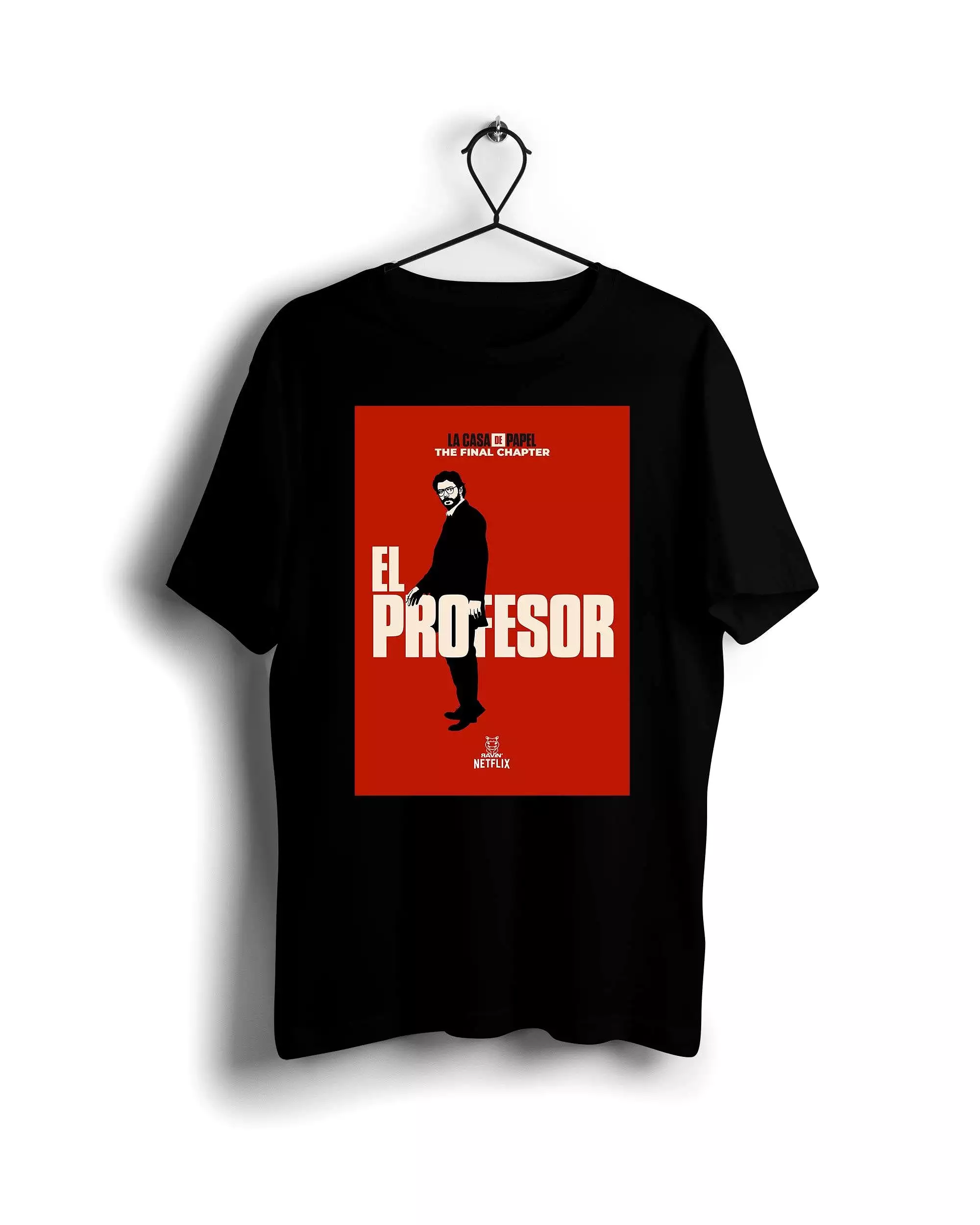 Professor La Casa De Papel X Ravin X Hippo T-shirt - Black Digital Graphics - Basic