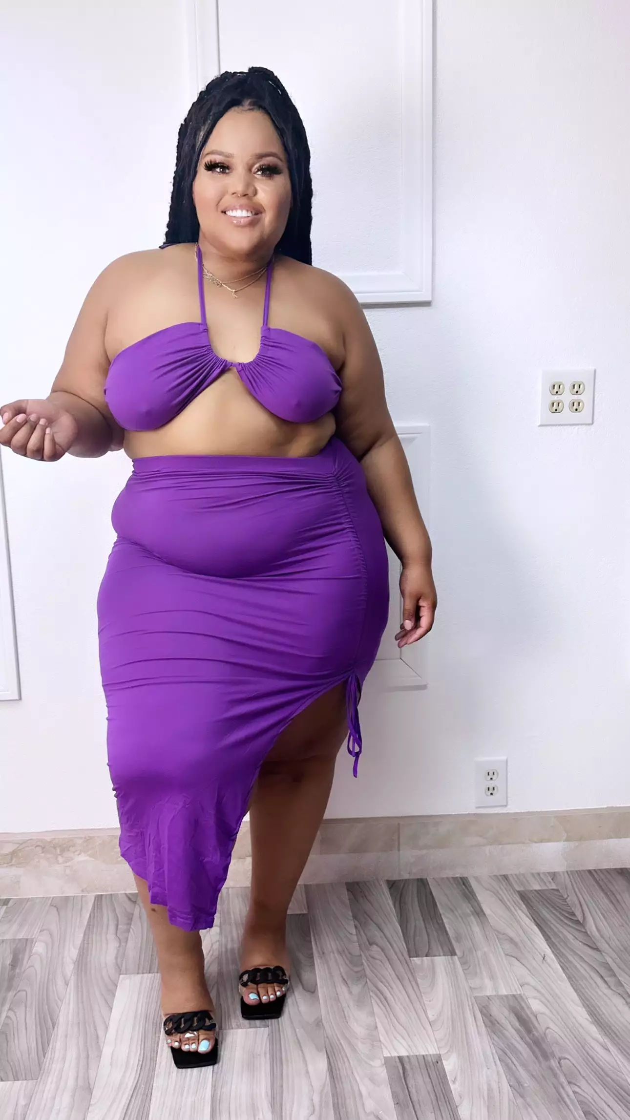 Purple Twist Skirt Set - 2 piece set - Trendy and stylish. Get yours today!