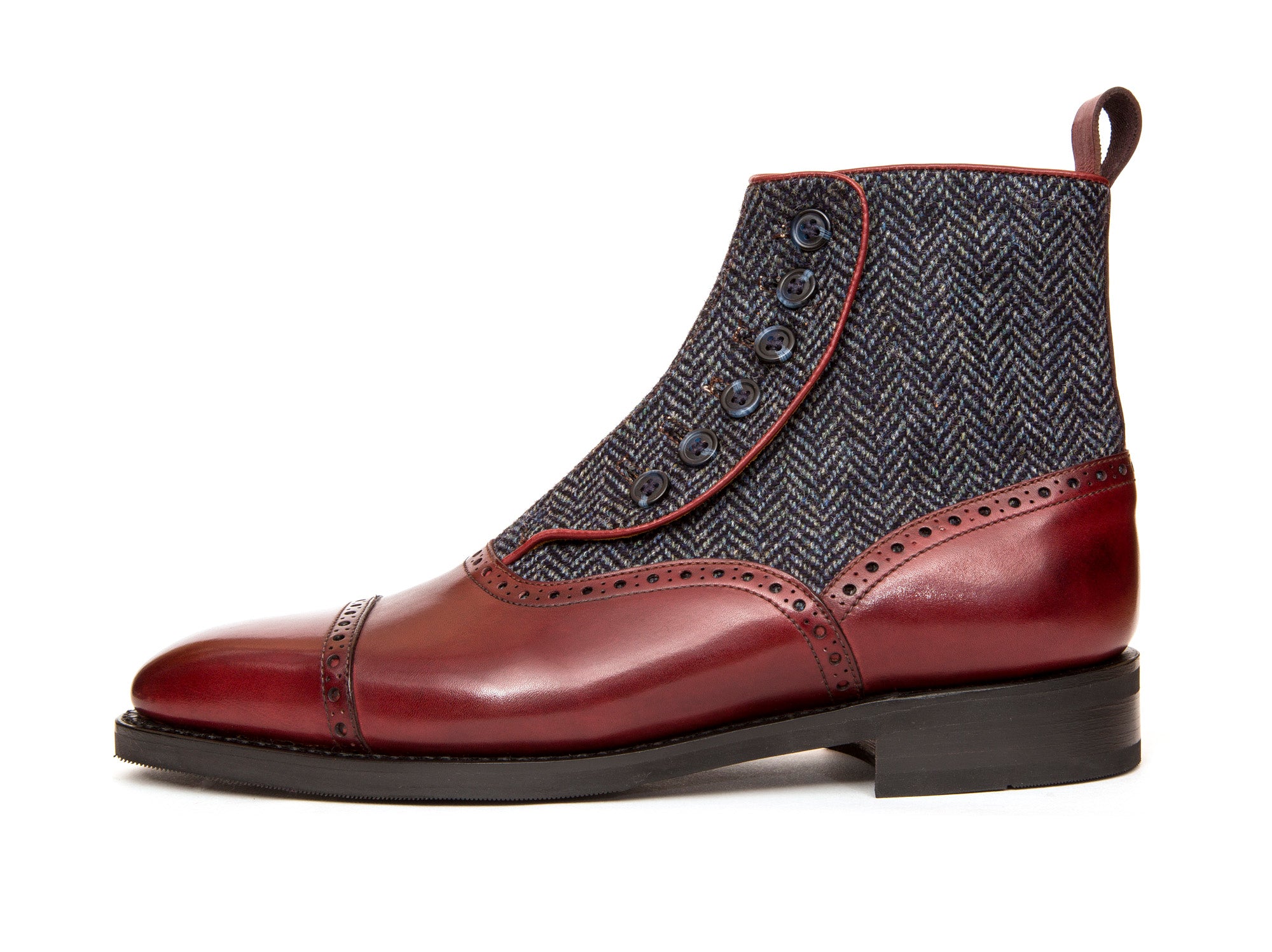 Puyallup MTO Burgundy Calf Blue Tweed LPB Last City Rubber Sole