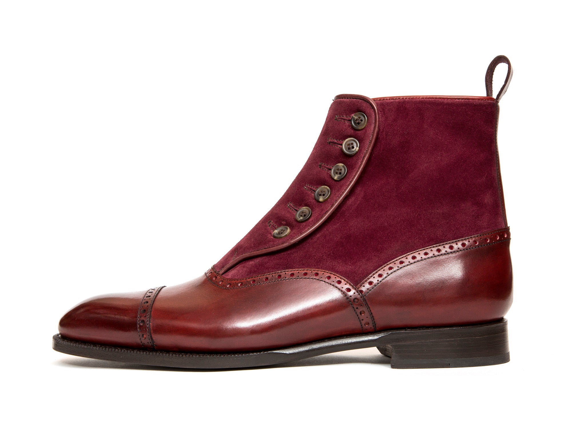 Puyallup MTO Burgundy Calf Suede NGT Last Single Leather Sole