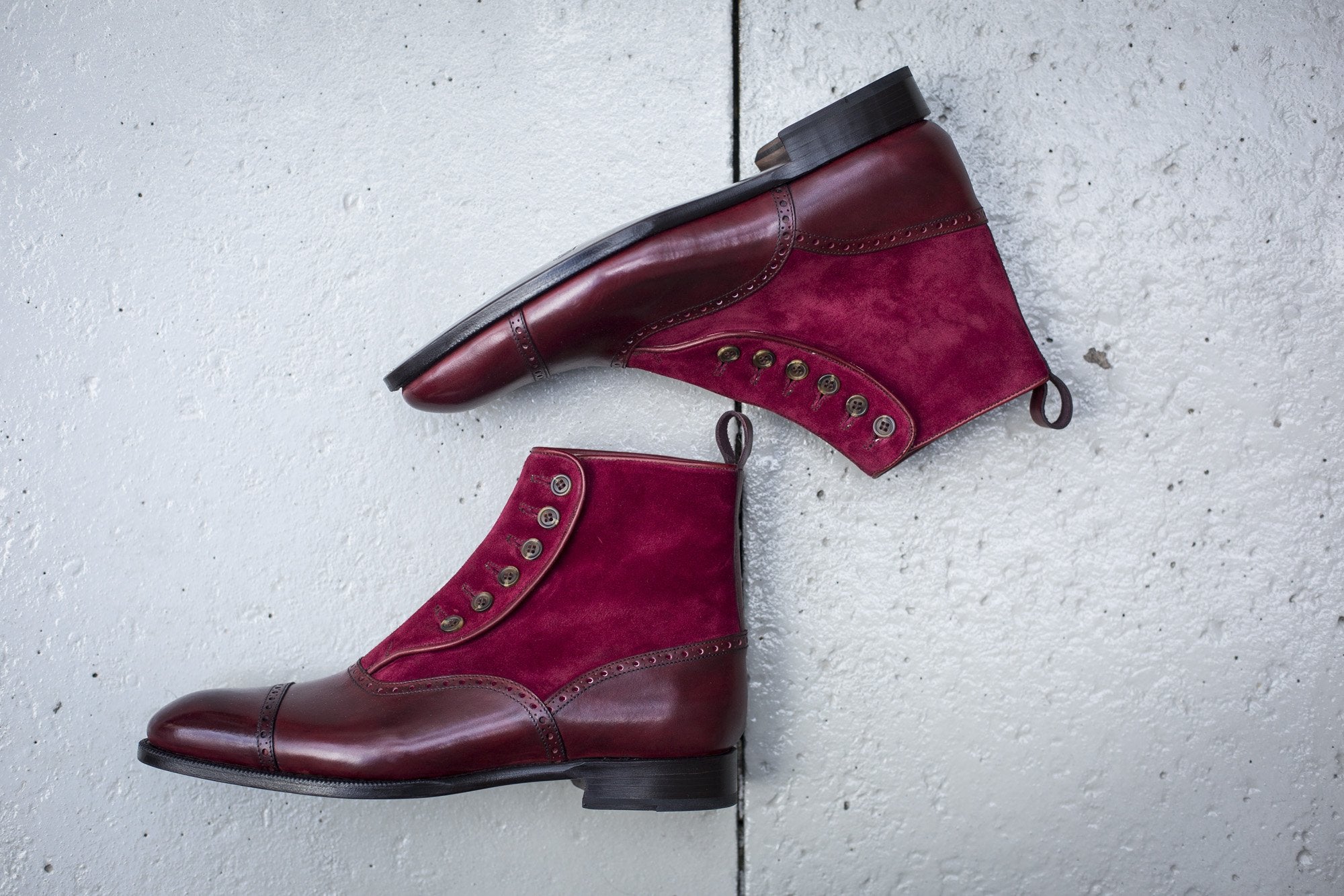 Puyallup MTO Burgundy Calf Suede NGT Last Single Leather Sole