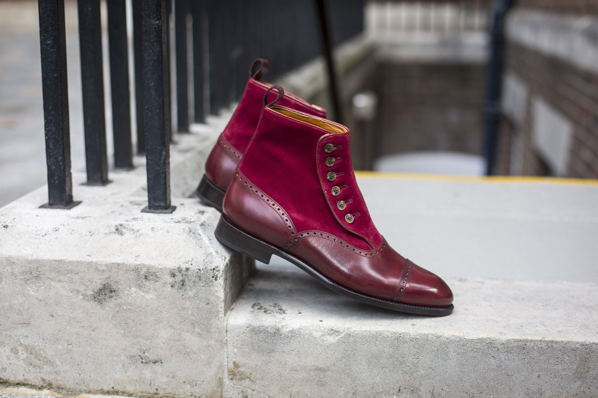 Puyallup MTO Burgundy Calf Suede NGT Last Single Leather Sole