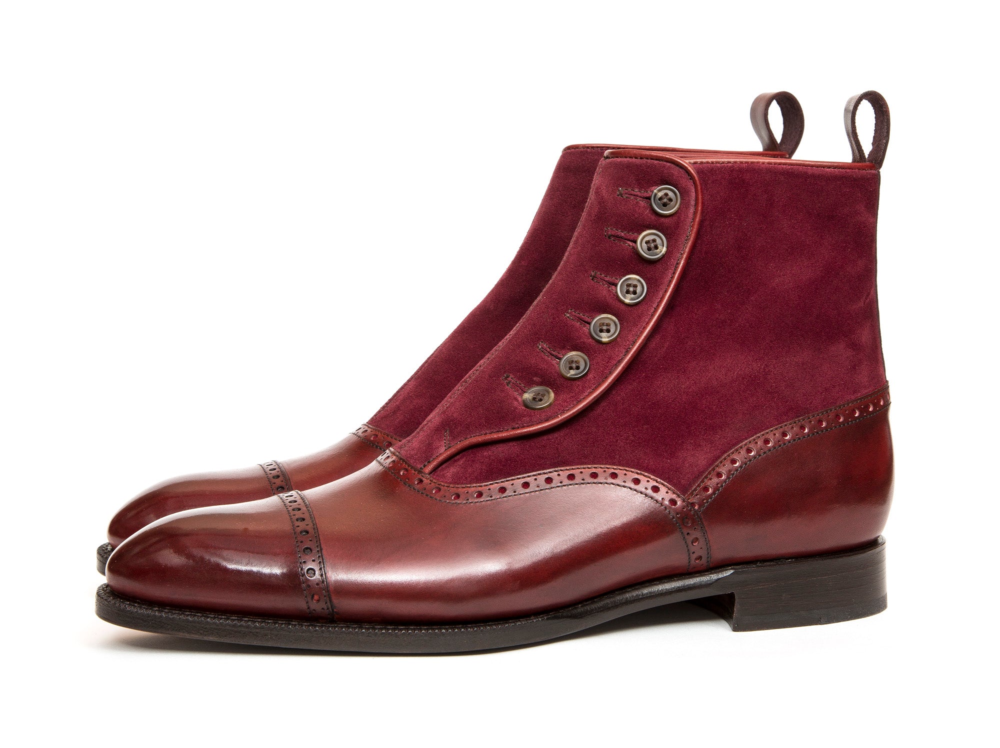 Puyallup MTO Burgundy Calf Suede NGT Last Single Leather Sole