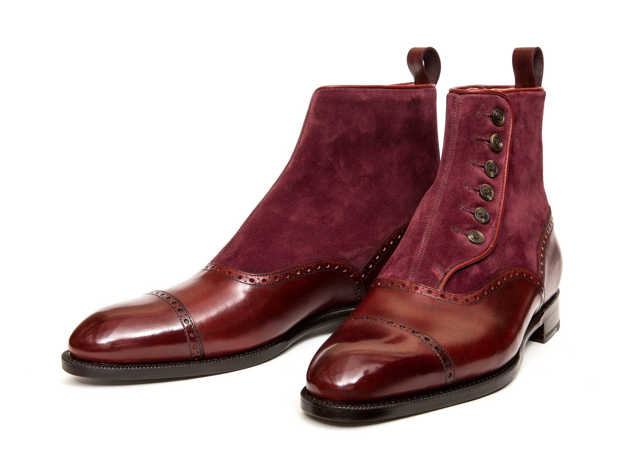 Puyallup MTO Burgundy Calf Suede NGT Last Single Leather Sole