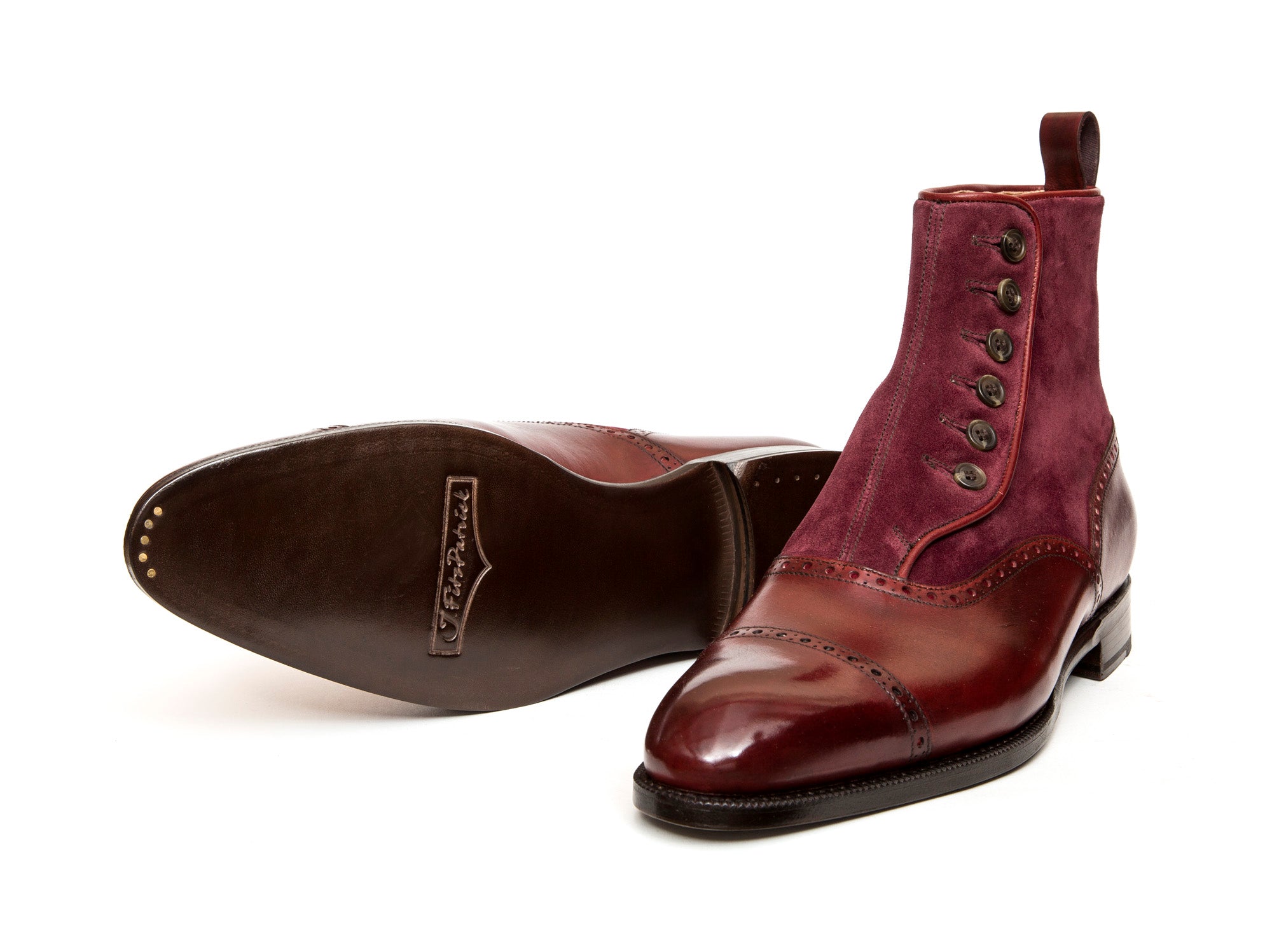 Puyallup MTO Burgundy Calf Suede NGT Last Single Leather Sole