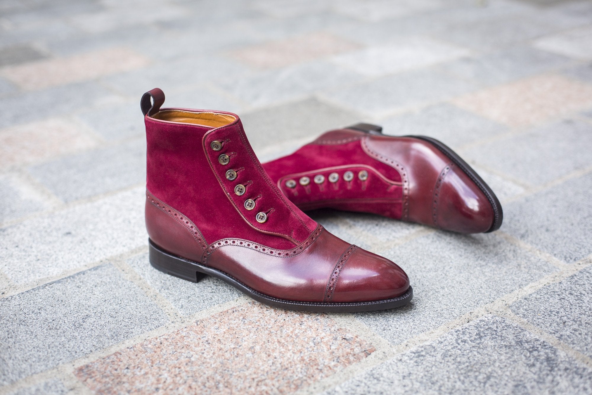 Puyallup MTO Burgundy Calf Suede NGT Last Single Leather Sole