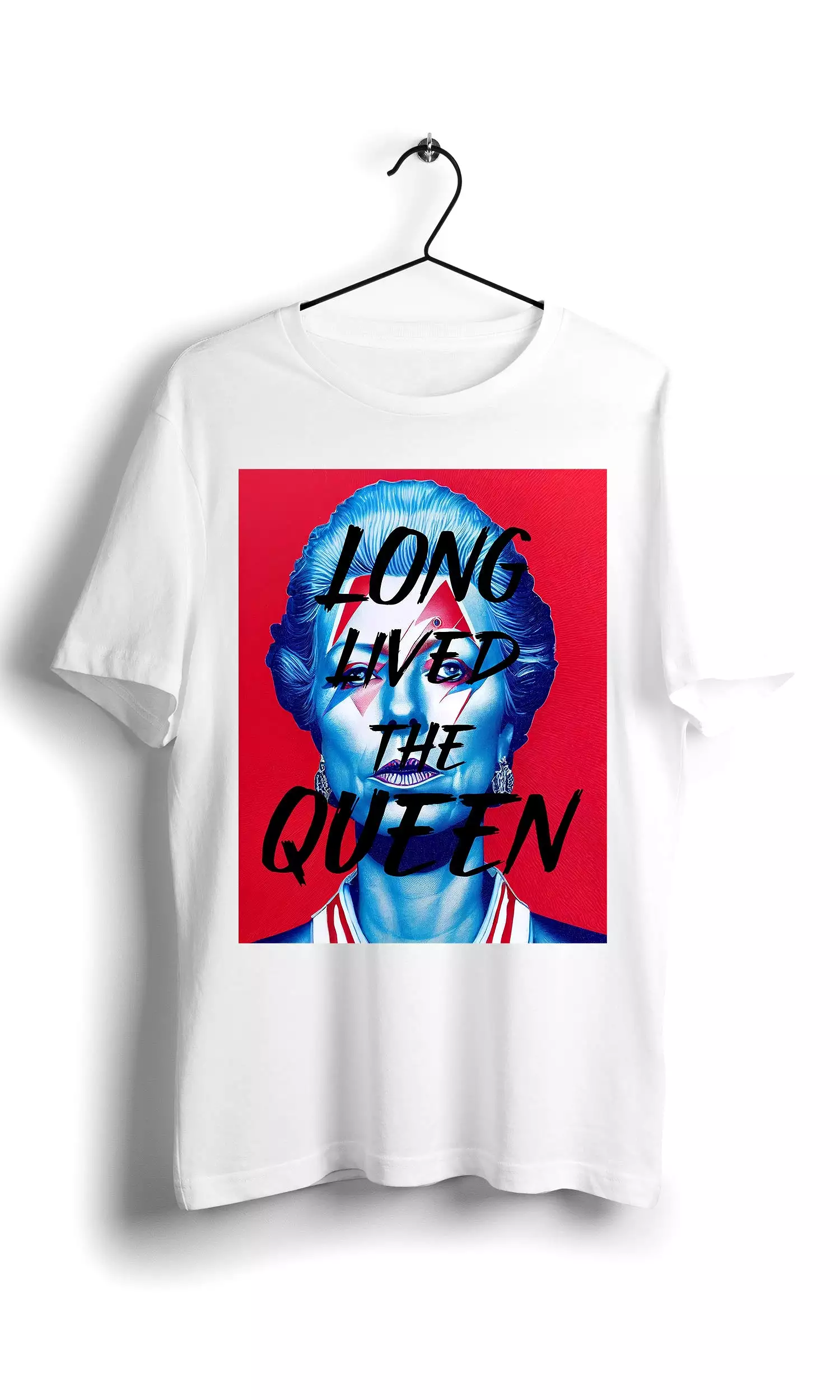 Queen David Bowie Lightning T-shirt - White (Digital Graphics Basic)