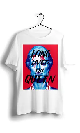 Queen David Bowie Lightning T-shirt - White (Digital Graphics Basic)