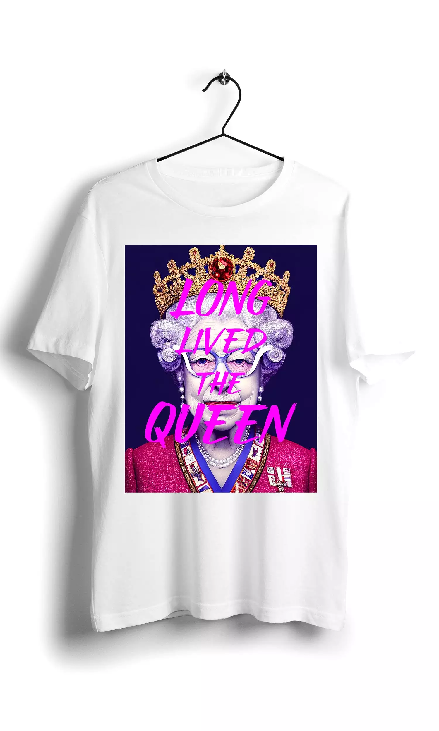 Queen Fashion T-shirt: Long-lasting, Royal Design - White, Basic Tee (Digital Graphics)