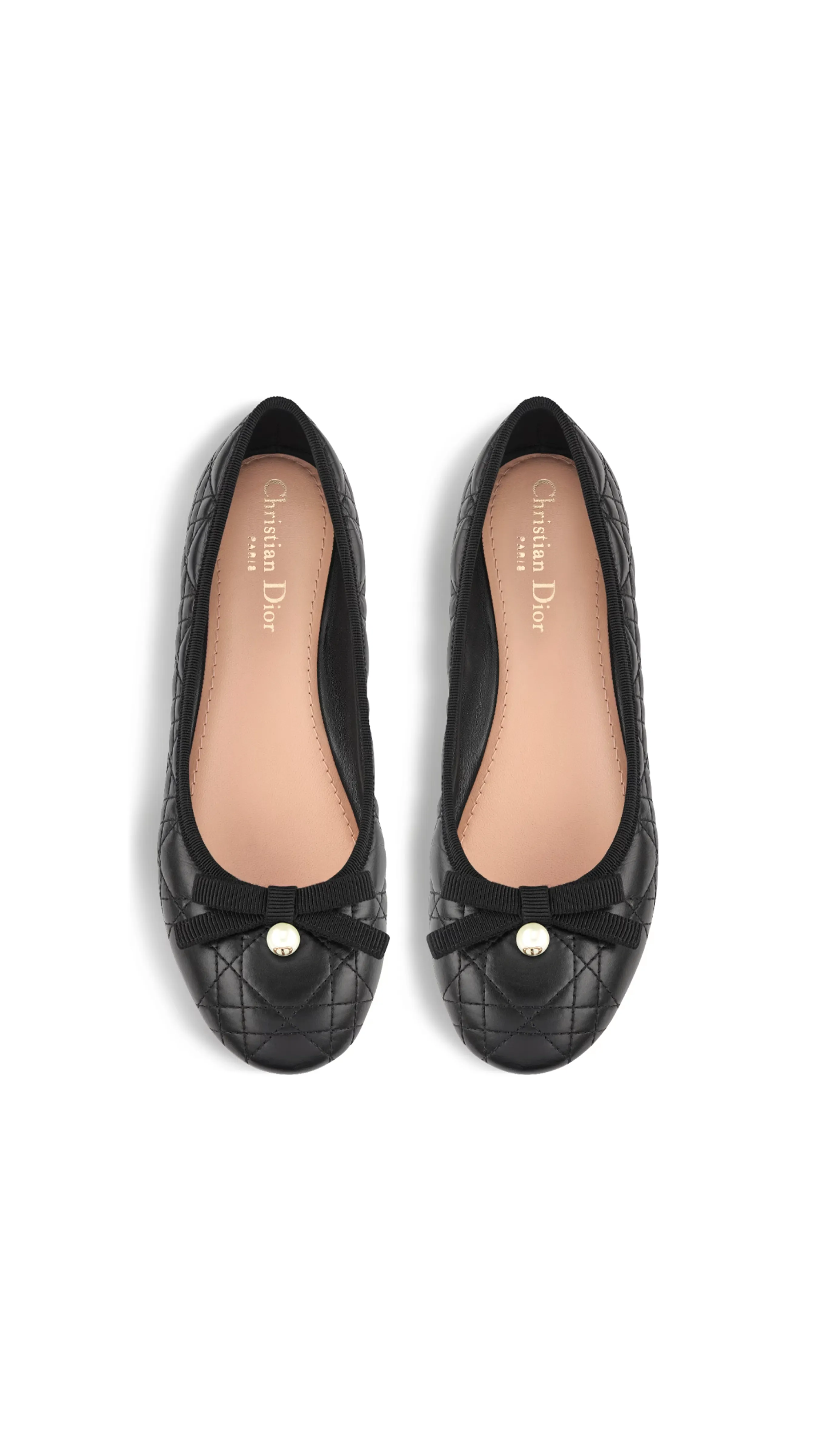 Quilted Cannage Ballerina Flat - Black