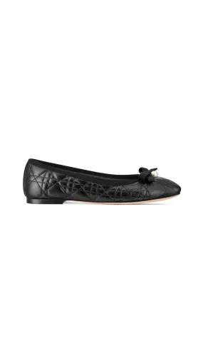 Quilted Cannage Ballerina Flat - Black