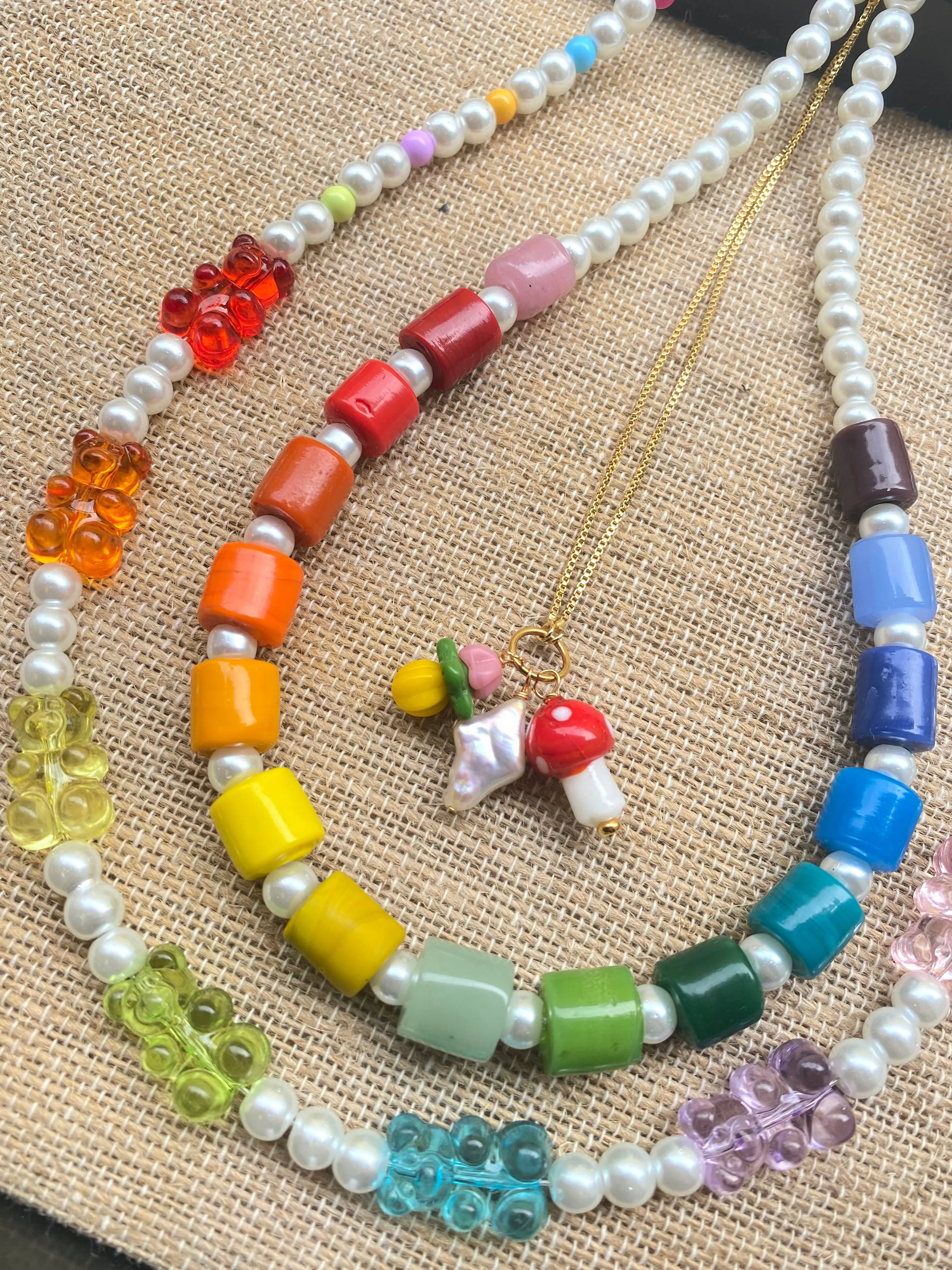 Rainbow Glass Tube Necklace Kit - Faux Pearls | Results: Available at a discounted price.