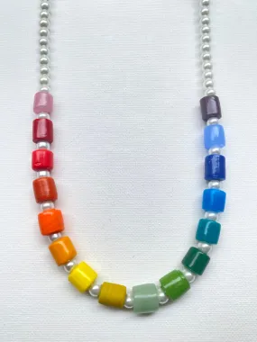 Rainbow Glass Tube Necklace Kit - Faux Pearls | Results: Available at a discounted price.