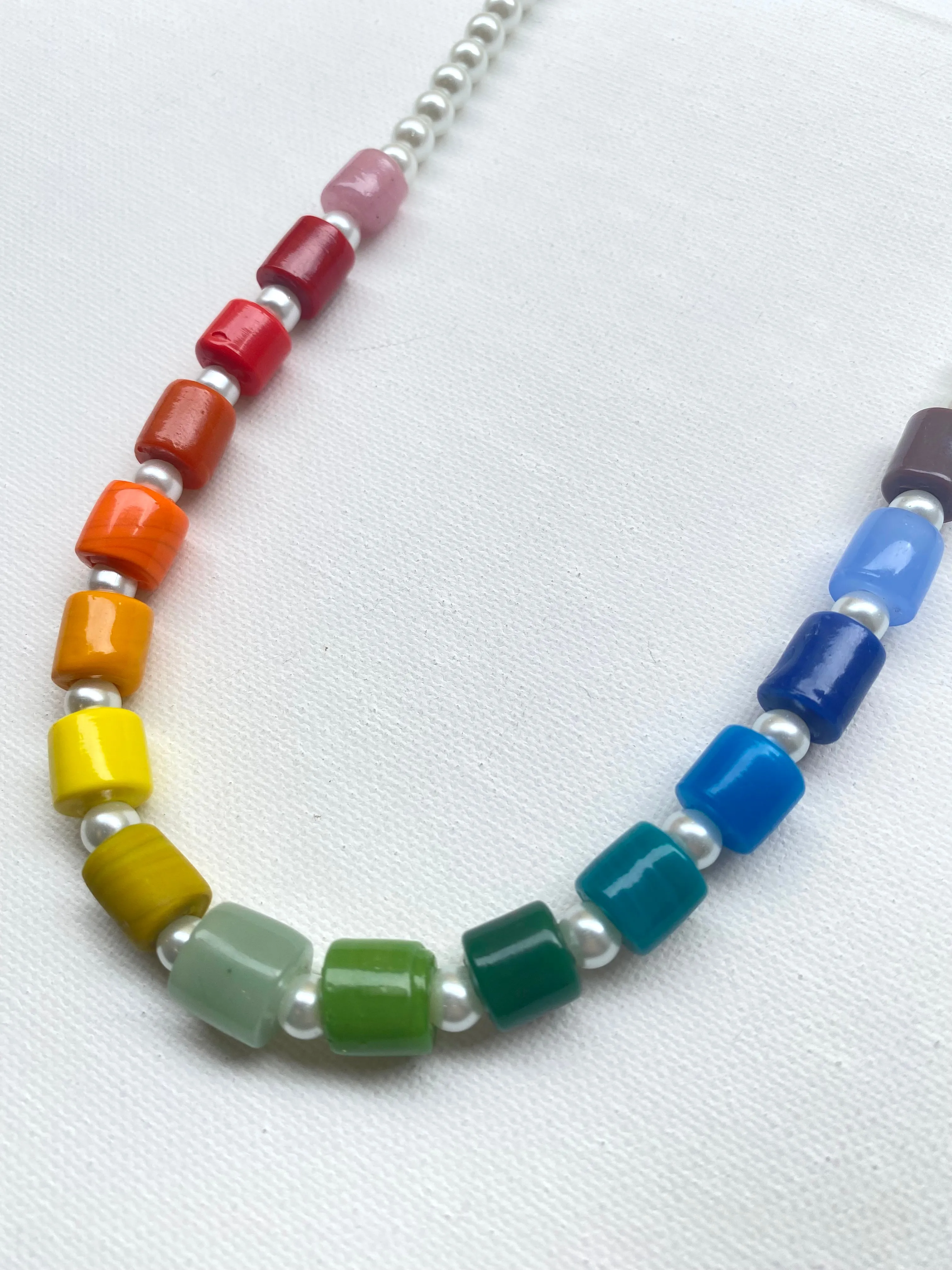 Rainbow Glass Tube Necklace Kit - Faux Pearls | Results: Available at a discounted price.