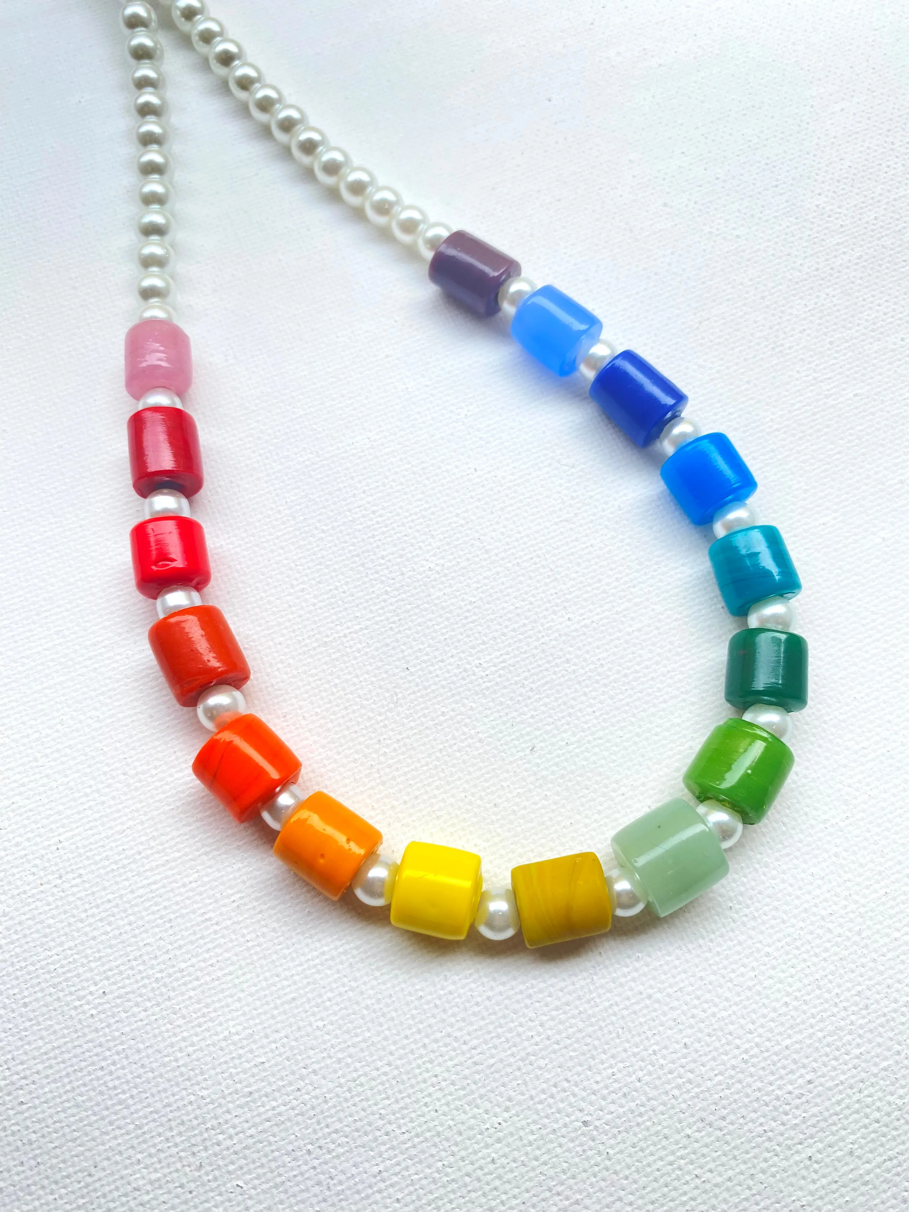 Rainbow Glass Tube Necklace Kit - Faux Pearls | Results: Available at a discounted price.