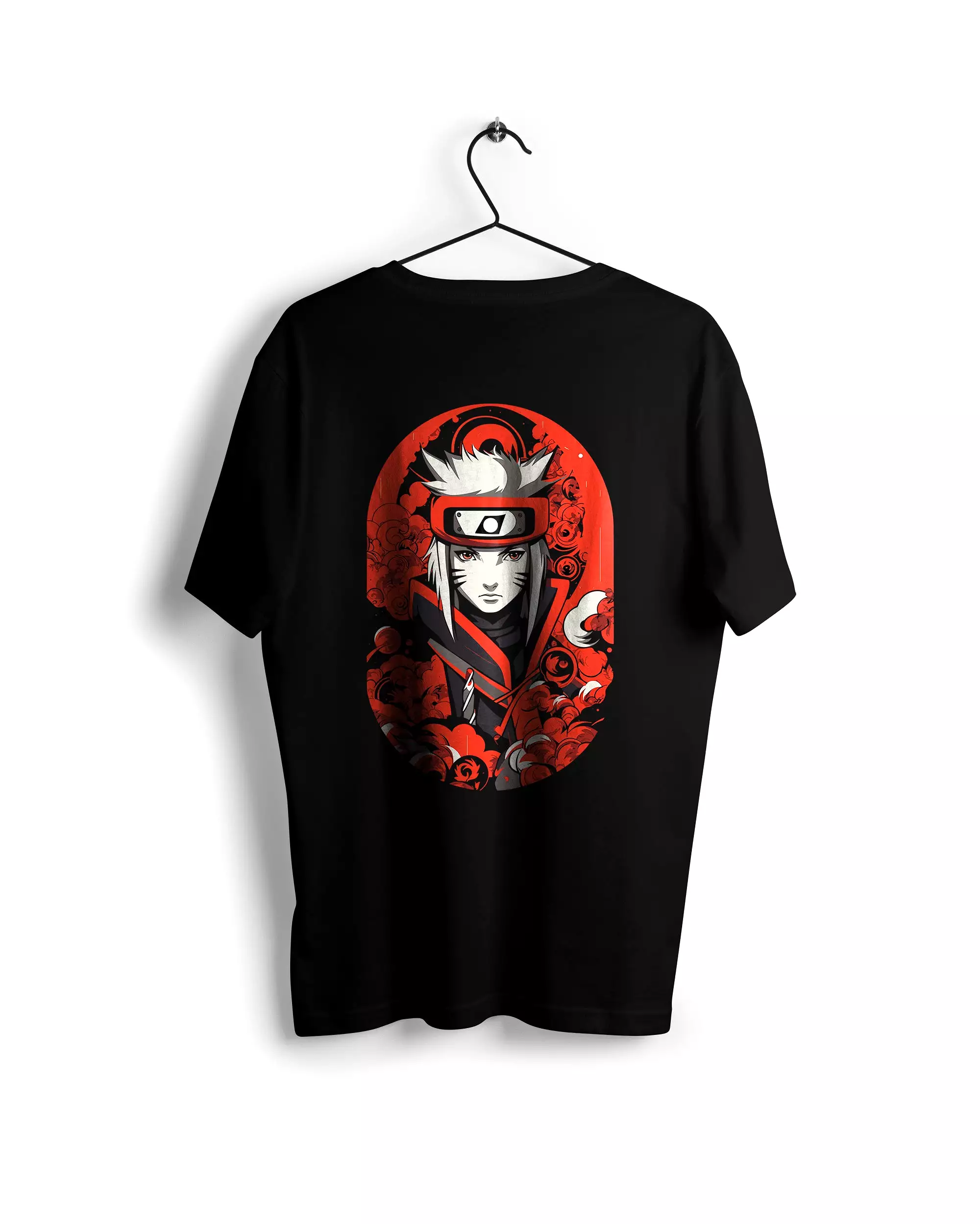 Red and White Naruto Monochrome Tee - Cristina McAllister-Inspired Design - Digital Graphics Basic Black T-shirt