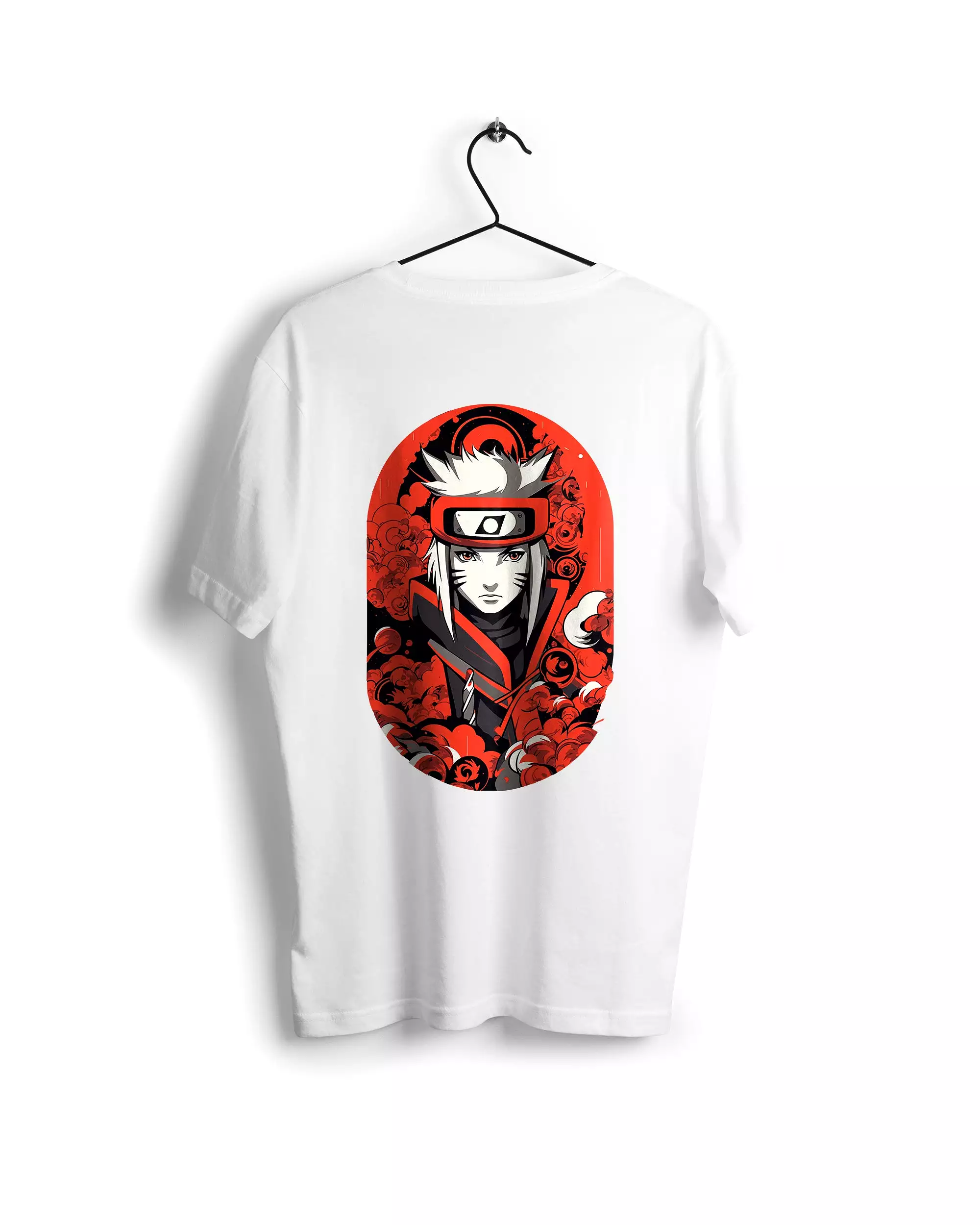 Red and White Naruto Monochrome Tee - Cristina McAllister-Inspired Design - Digital Graphics T-shirt (Basic, White)