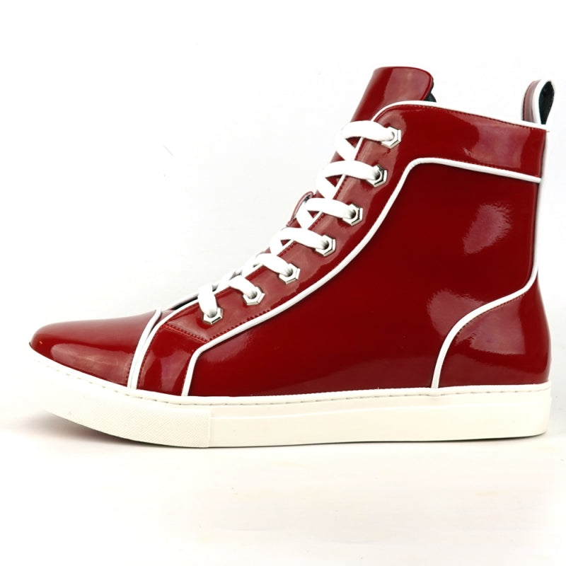 Red Patent Leather High Top Sneaker - FI-2416