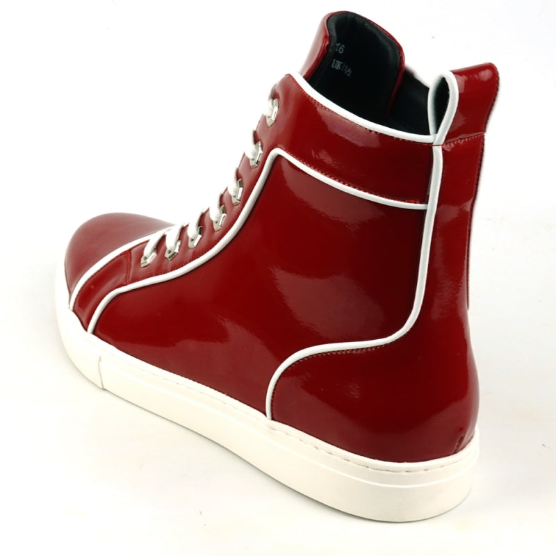 Red Patent Leather High Top Sneaker - FI-2416