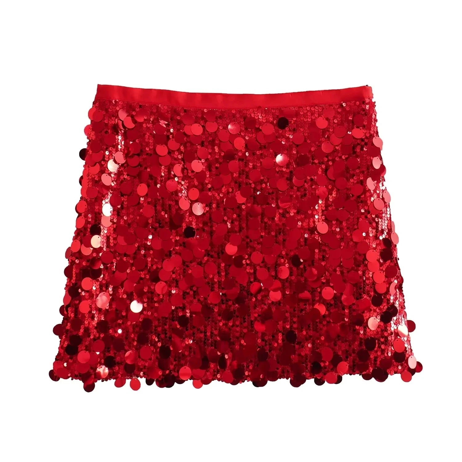 Red Sequined Mini Party Skirts - Chic & Elegant Evening Clubwear for Y2K Girls - Shiny & Fashionable for 2024