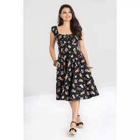 Retro Black Swing Dress 1950s Tropical Cocktail