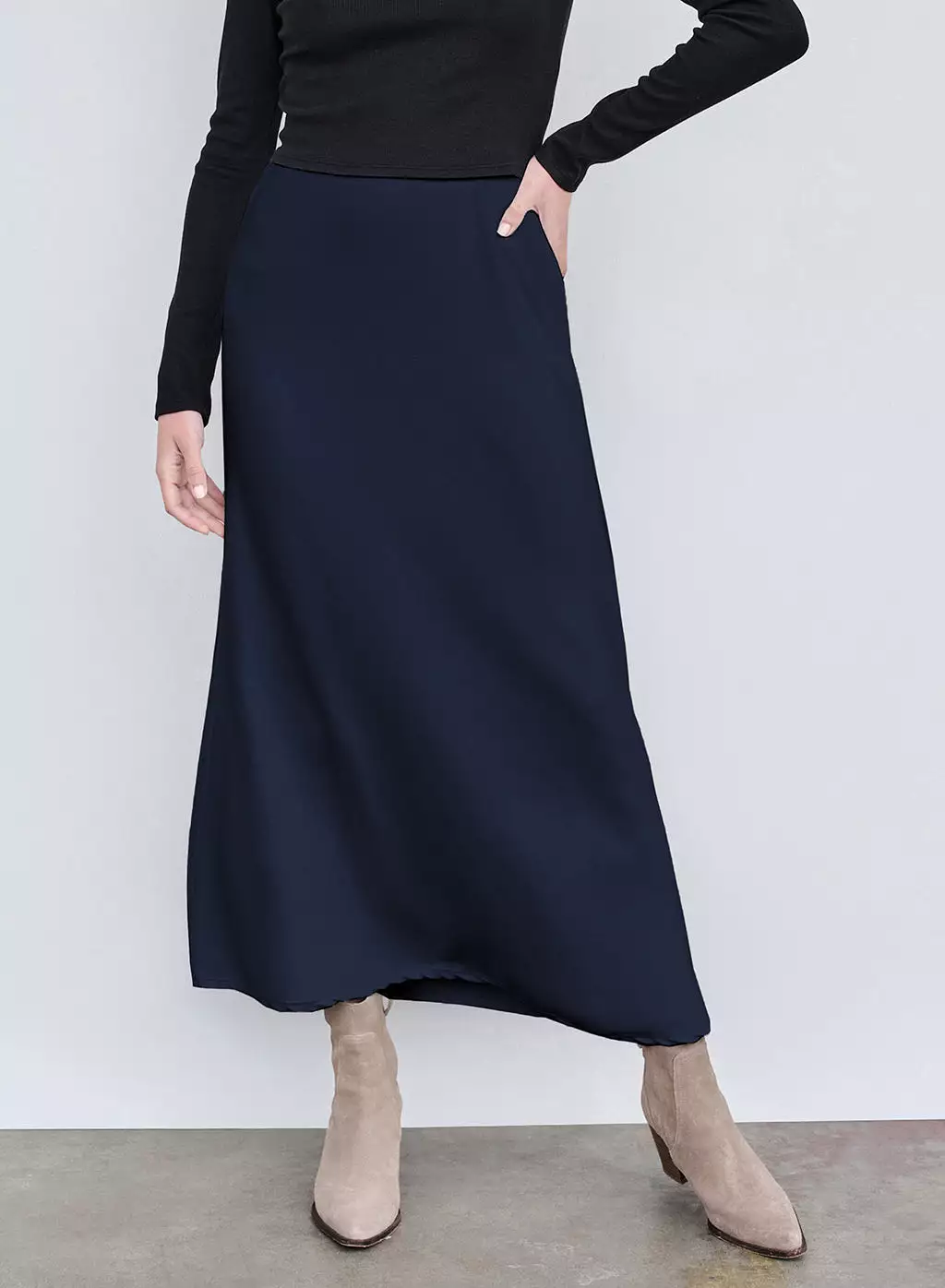 Rib Bias Cut Skirt - New Navy: Shop Now