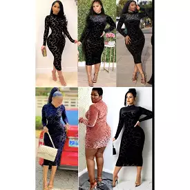 Round Neck Long Sleeve Bodycon Dress - Shop Now!