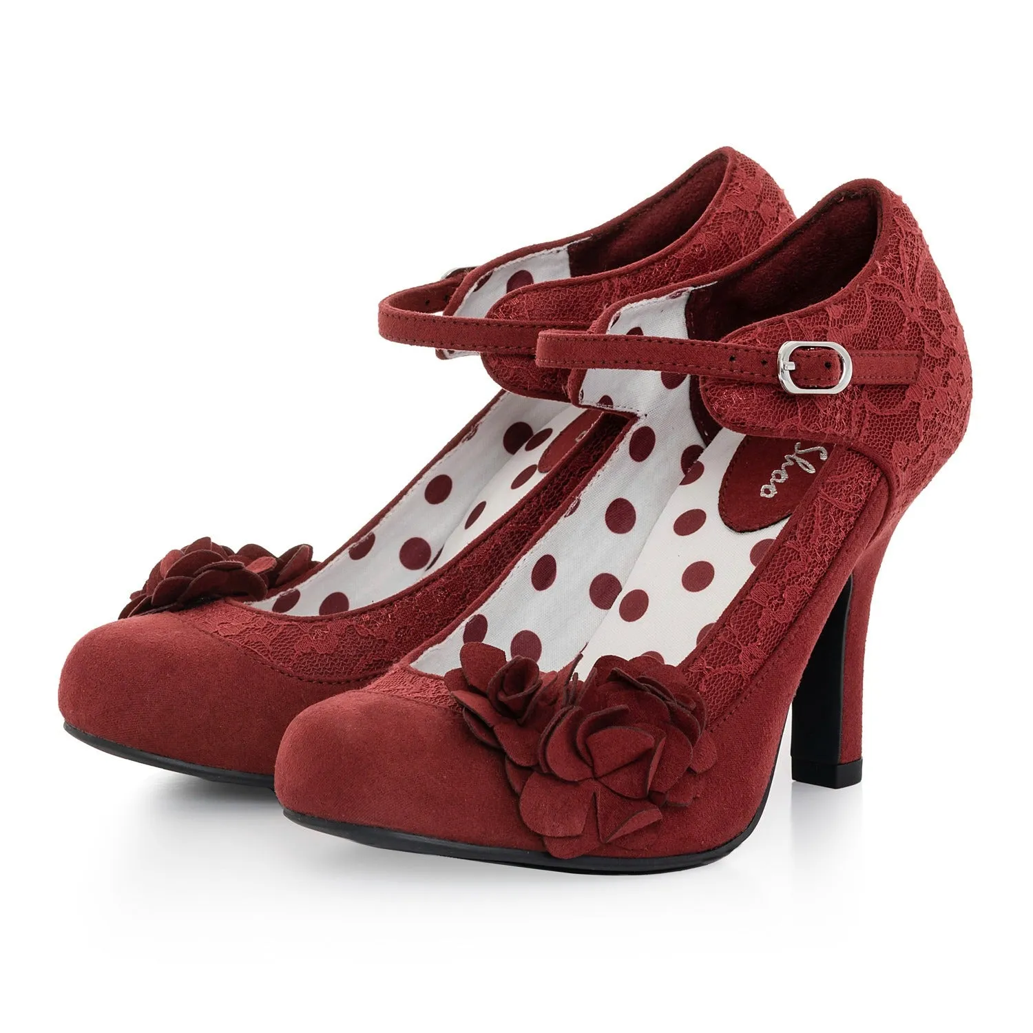 Ruby Shoo Melinda Crimson Corsage Stiletto Heels - High Heel Shoes