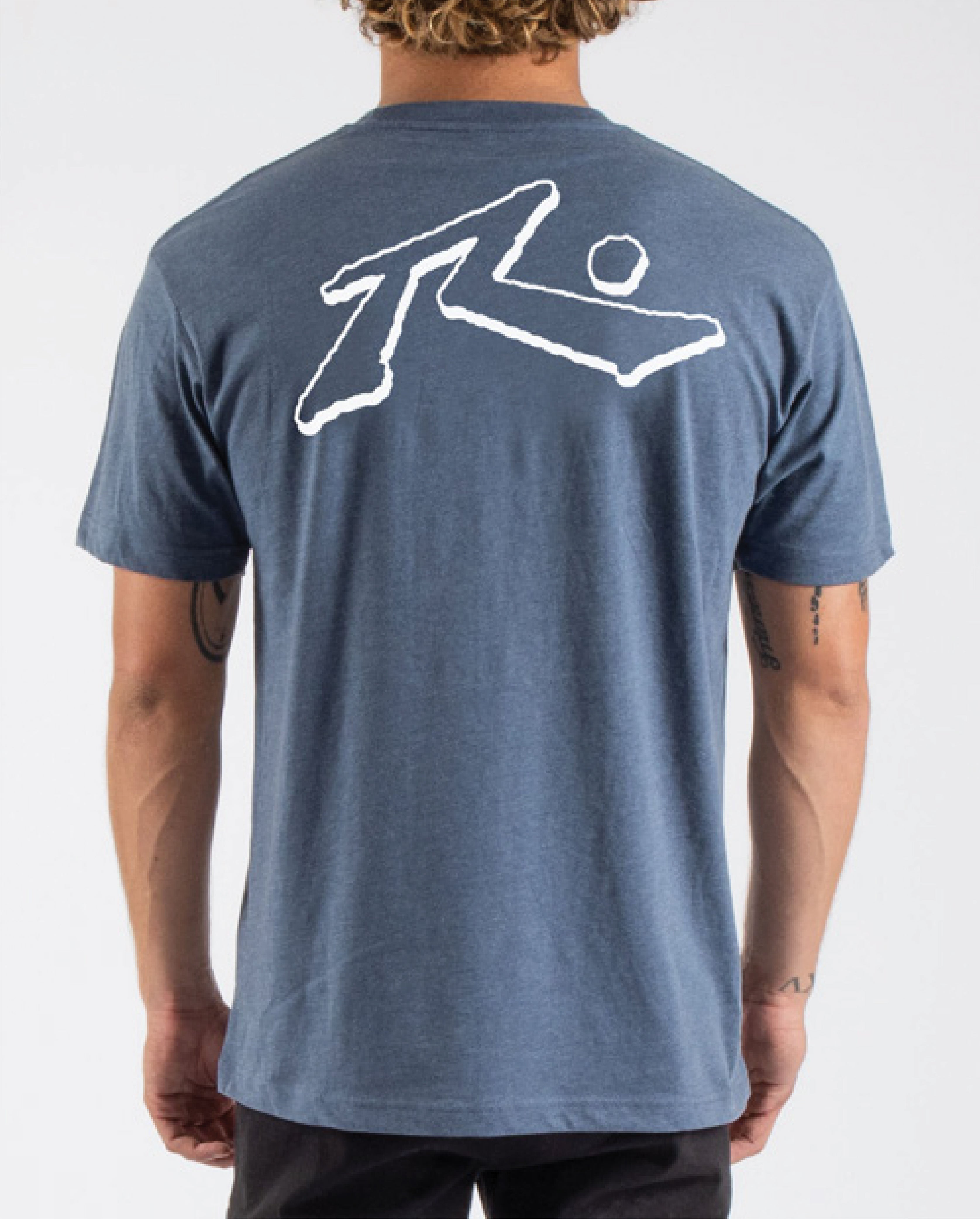 Rusty Base USA Short Sleeve Marle Tee in Shale Blue Heather